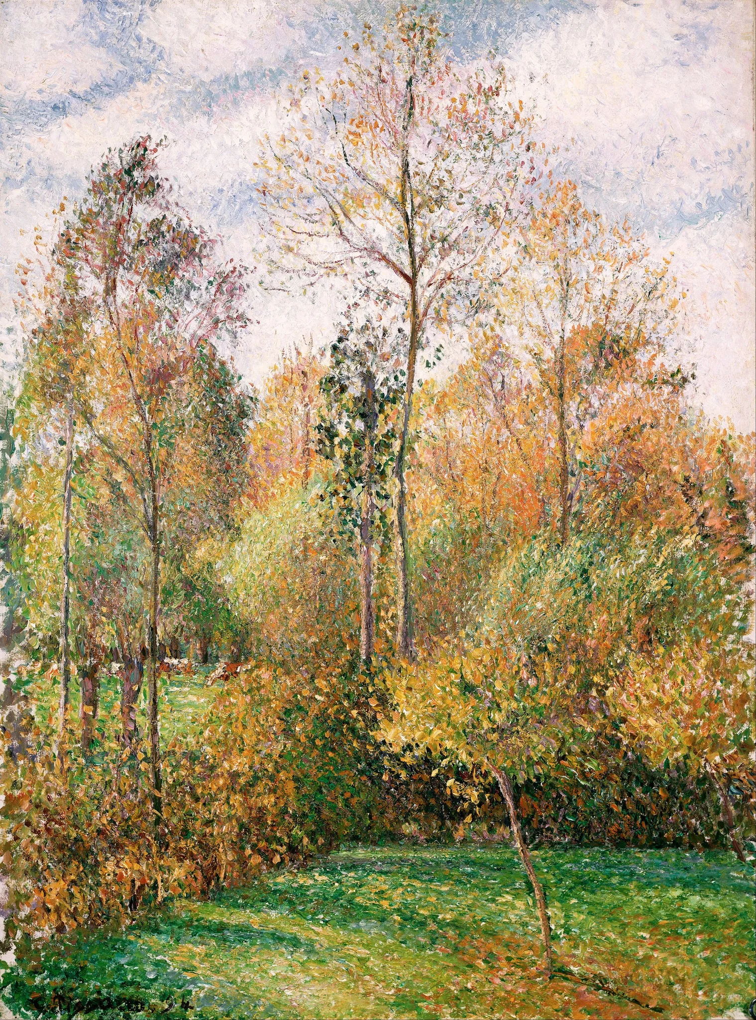 Autumn, Poplars, Éragny, by Camille Pissarro, oil, 1898
