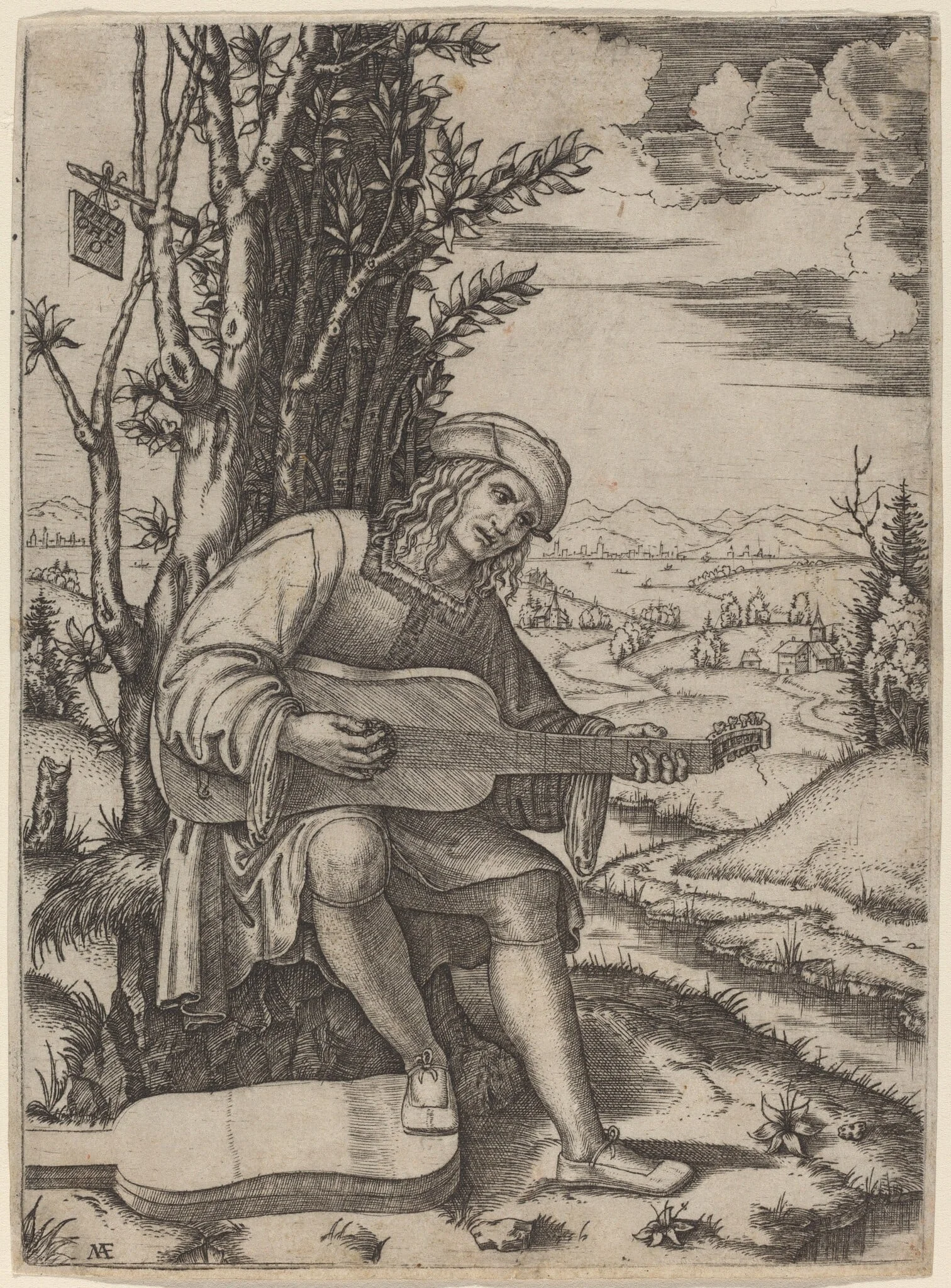Giovanni Filoteo Achillini, by Marcantonio Raimondi, ink, 1517