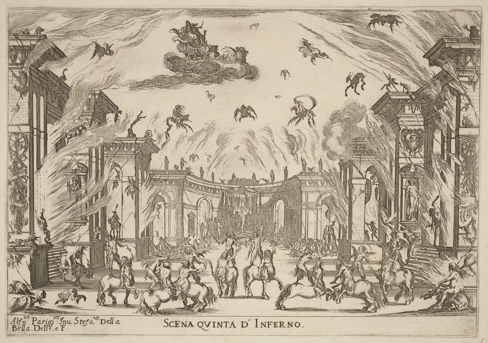 Scena Quinta di'Inferno, by Stefano Della Bella, ink, 1637