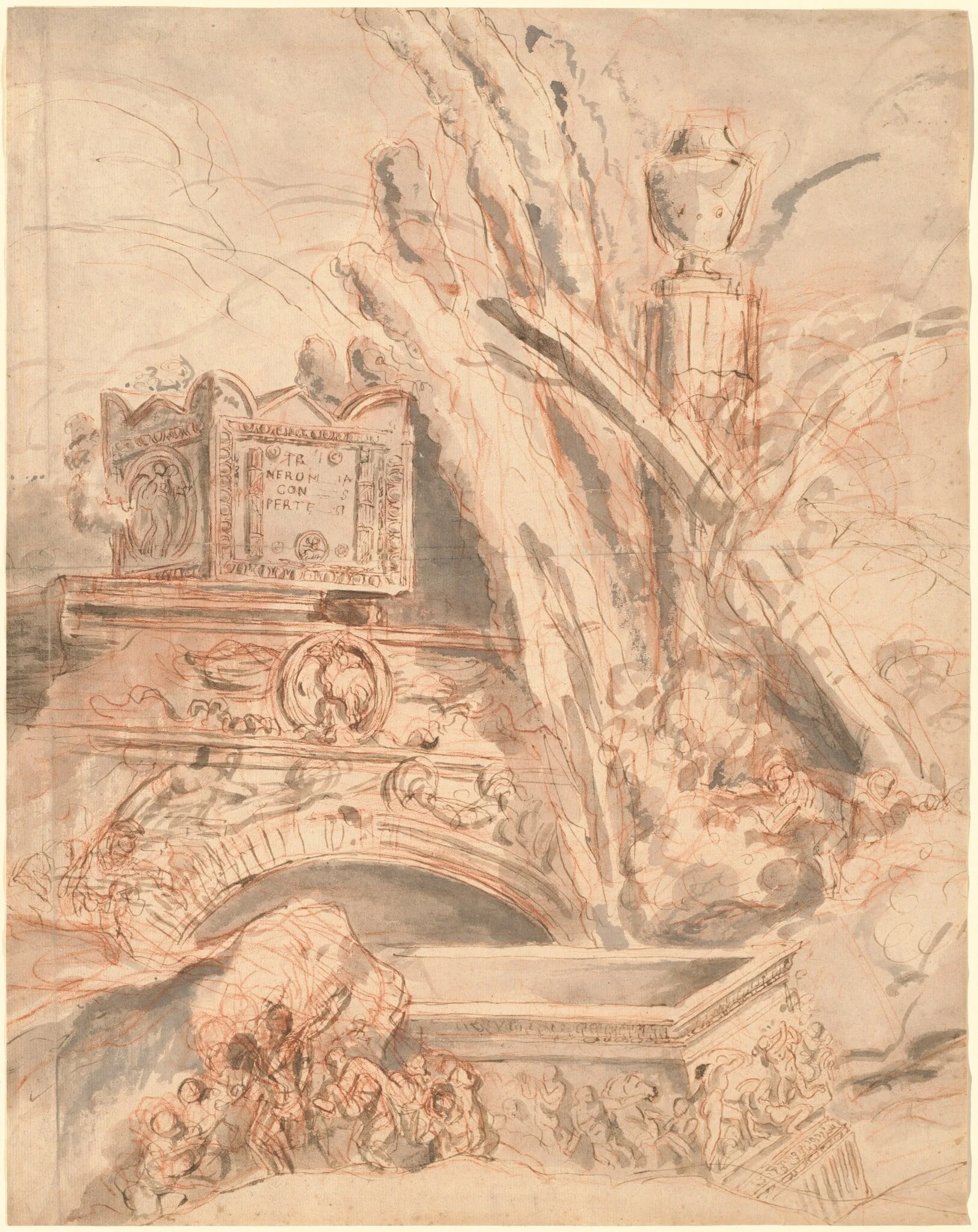 Grottesco with the Tomb of Nero, by Giovanni Battista Piranesi, ink, 1747