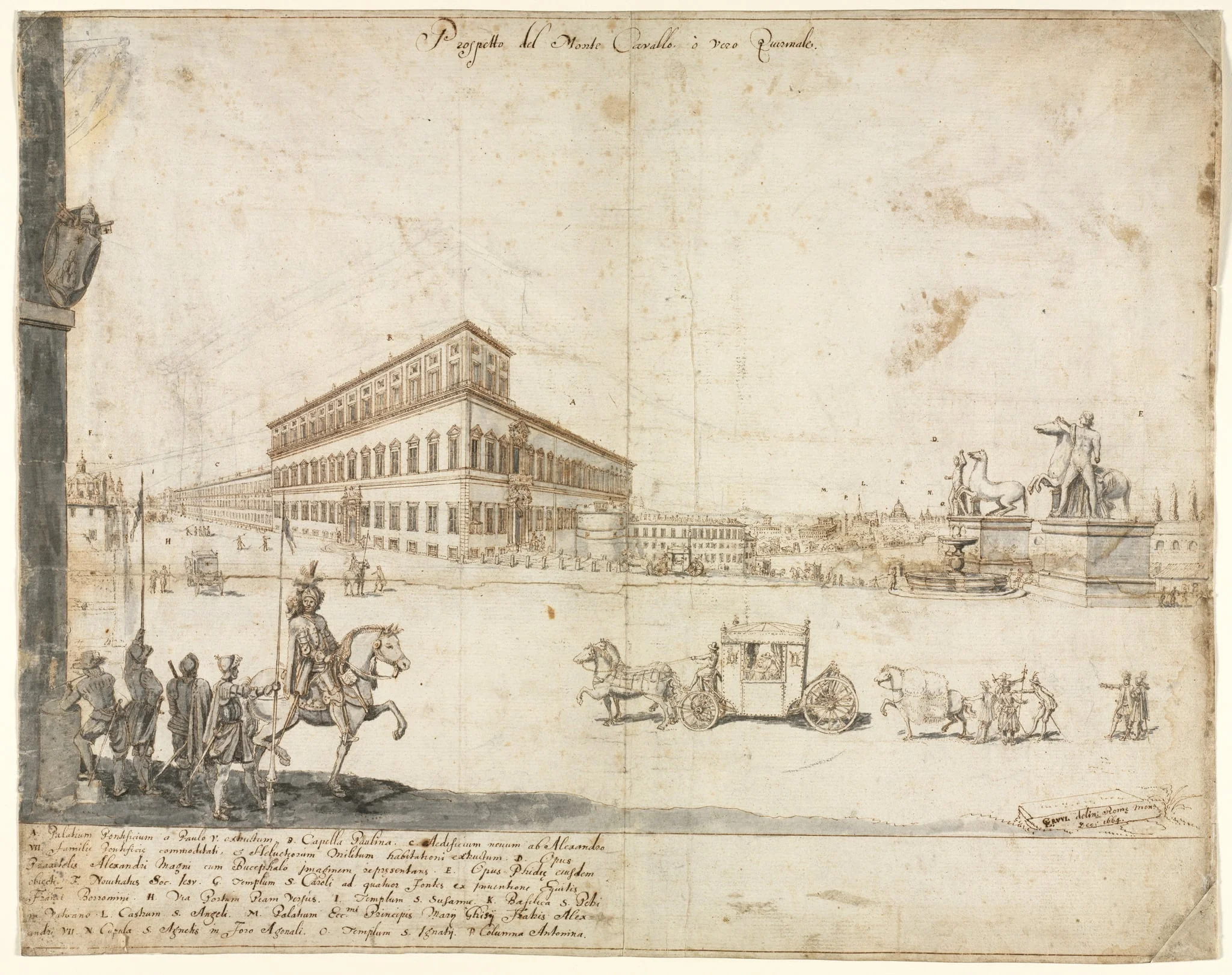 Eighteen Views of Rome: The Quirinale, by Lievin Cruyl, 1664