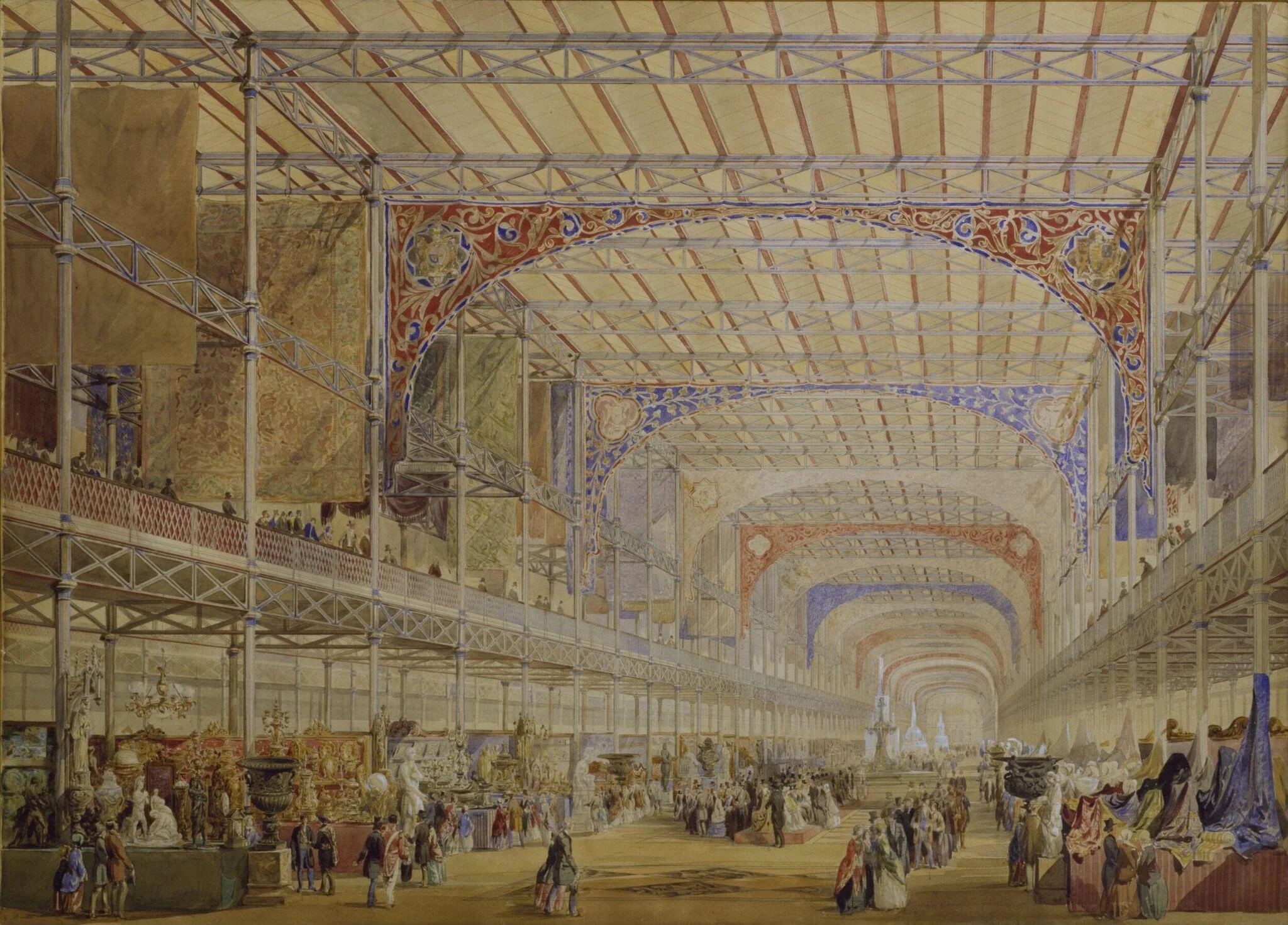 Interior of the Crystal Palace, by William R.I. F.R.G.S. Simpson, watercolor, 1851