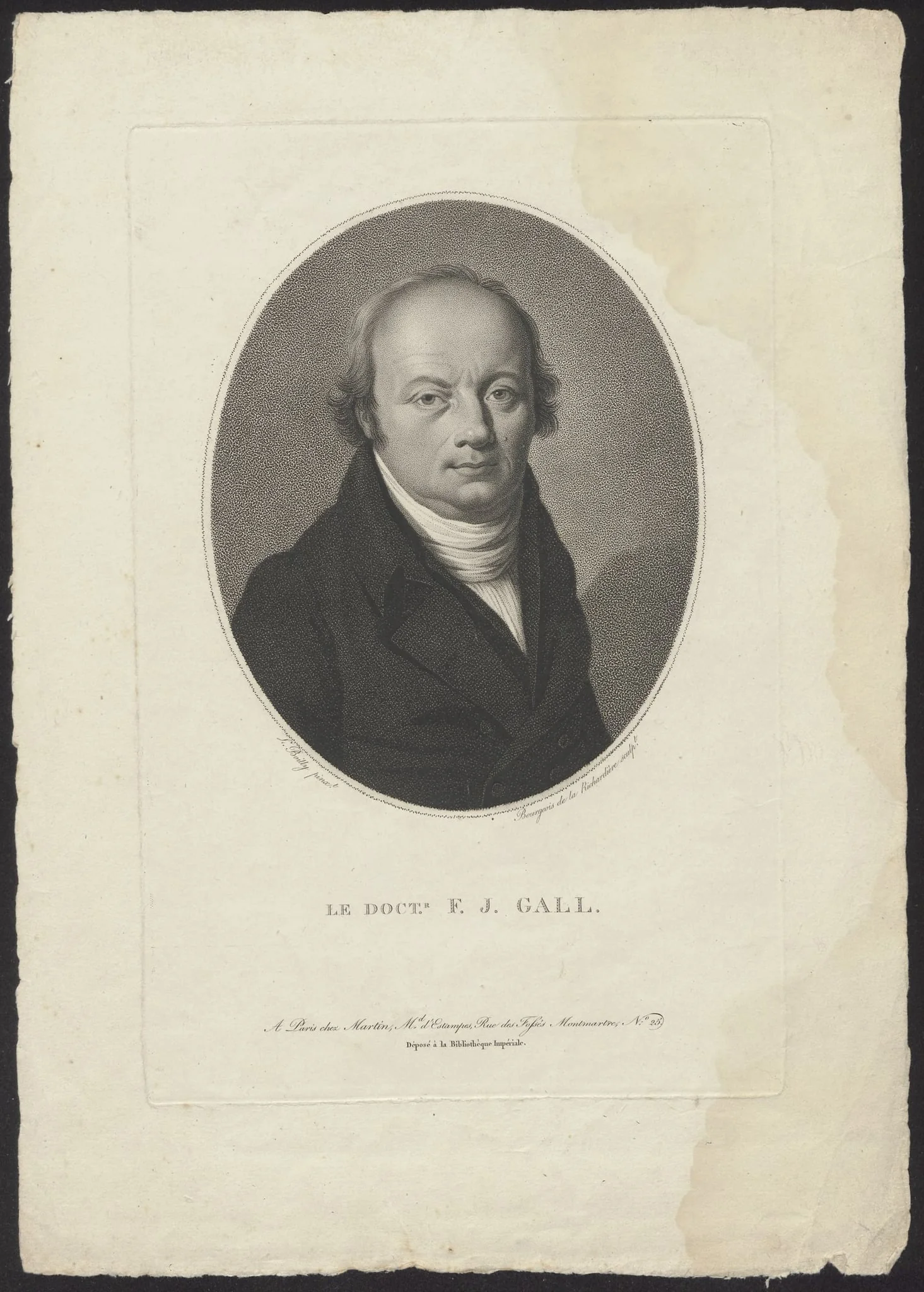 Portrait of F.J. Gall, by Bourgeois de la Richardiere,, unspecified, 1850
