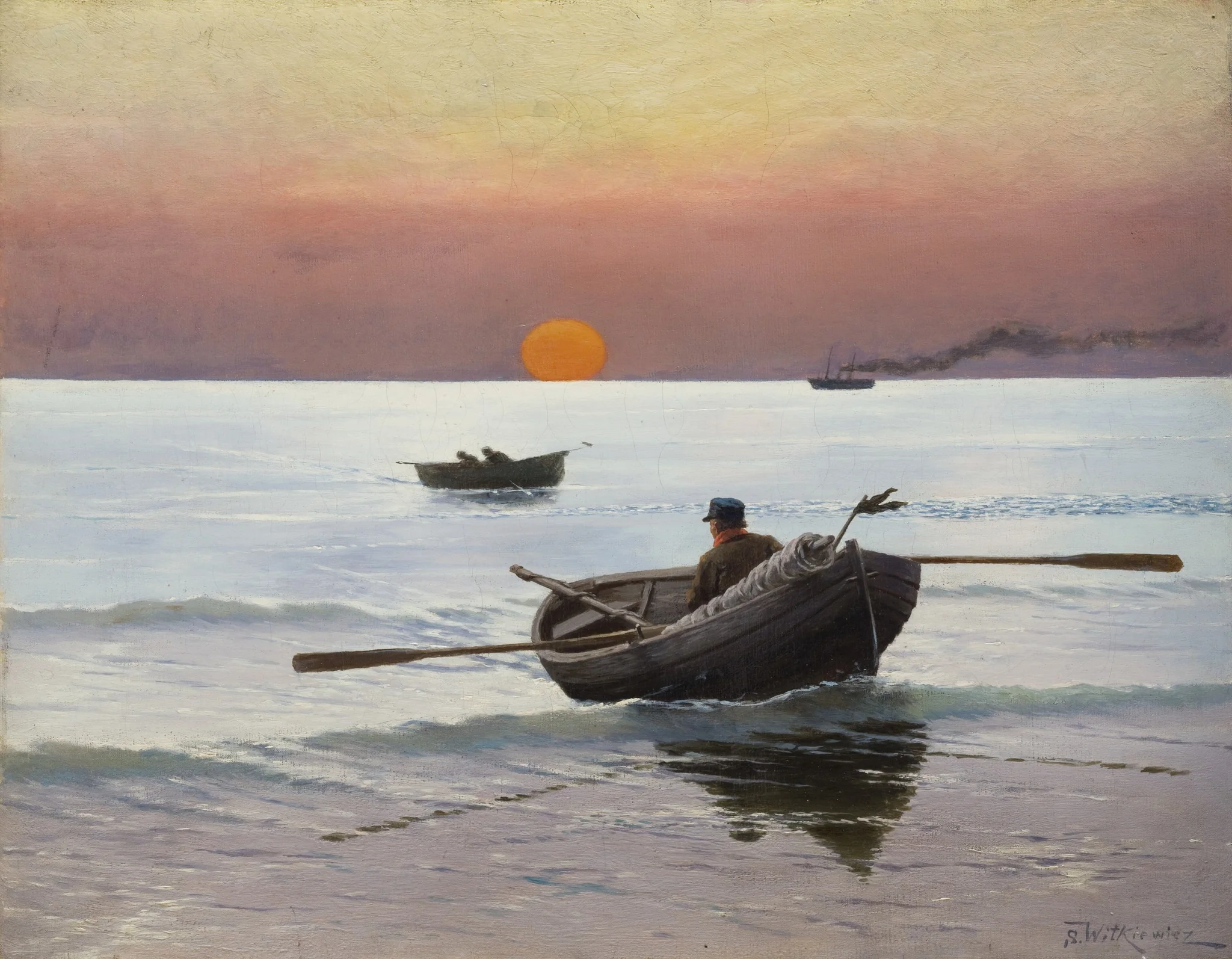 Sunset on the Sea, by Stanisław Witkiewicz, oil, 1893