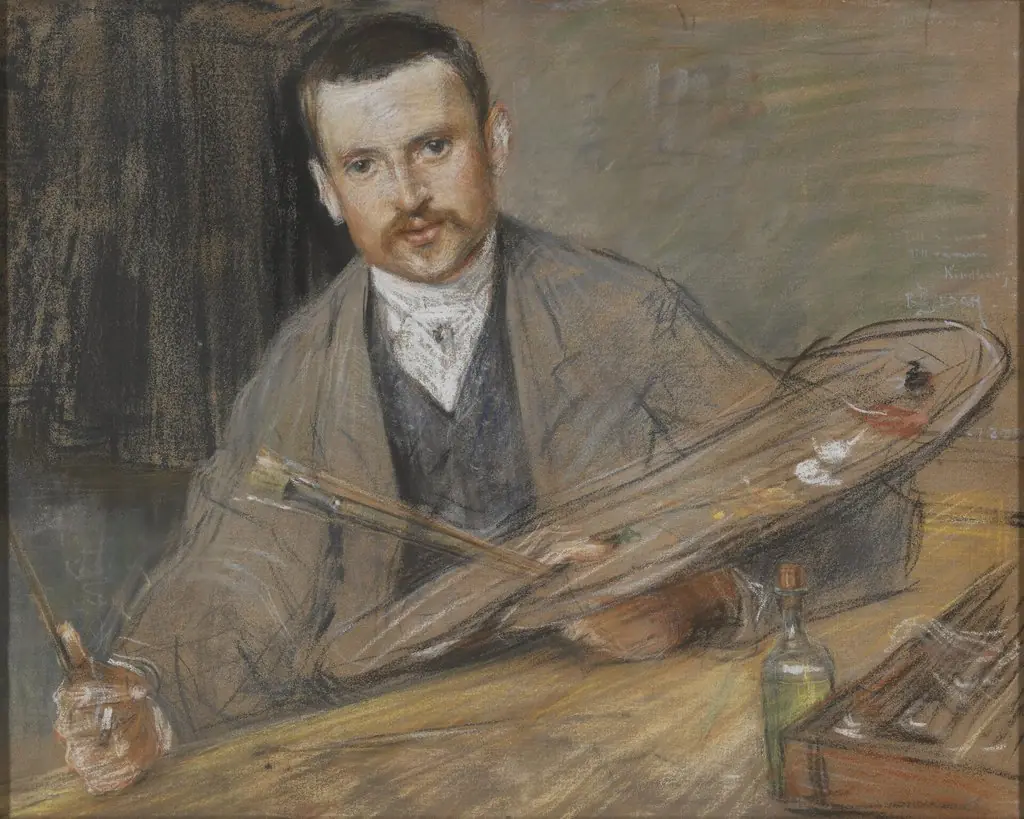 Johan Kindborg, 1861-1907, konstnär, gift med trägravören Emy Edman