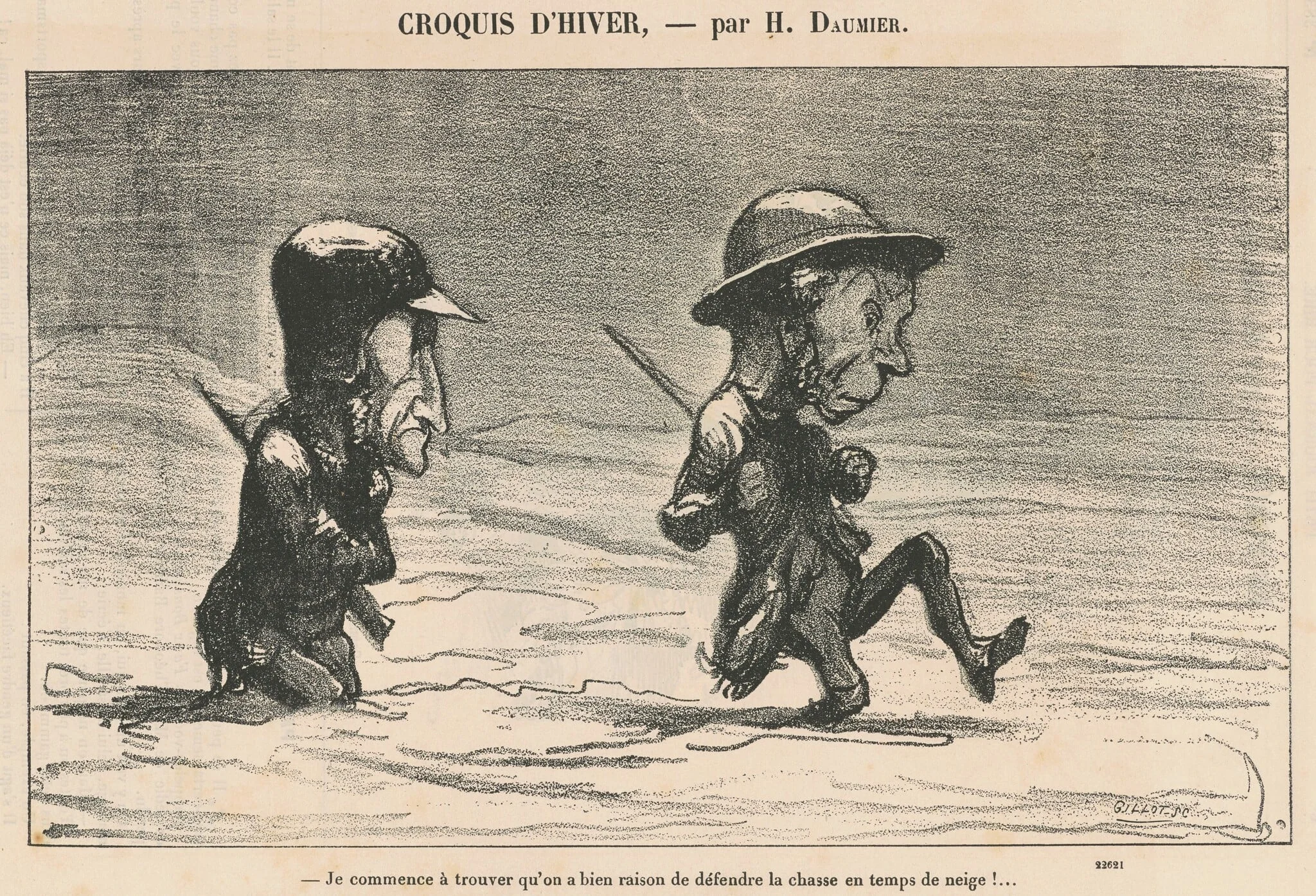 Je commence a trouver ... en temps de neige! ..., by Honoré Daumier, ink, 1864