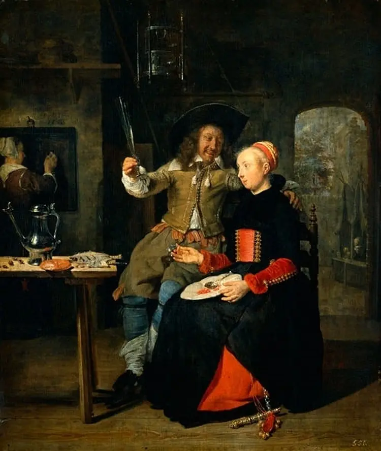 Self-portrait of the artist with his wife Isabella de Wolff in the inn
