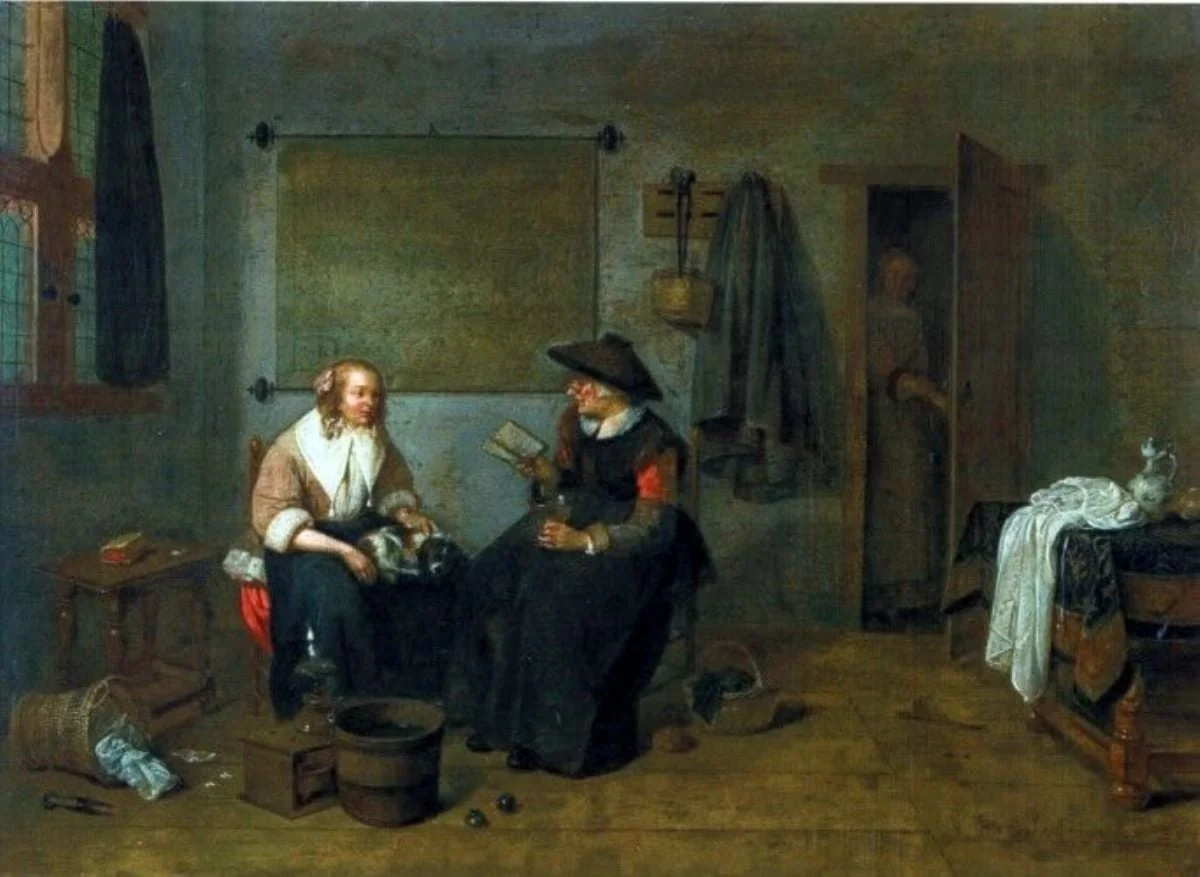 Scenă de interior, by Quiringh Gerritzs van Brekelemkamp, unspecified, 1660