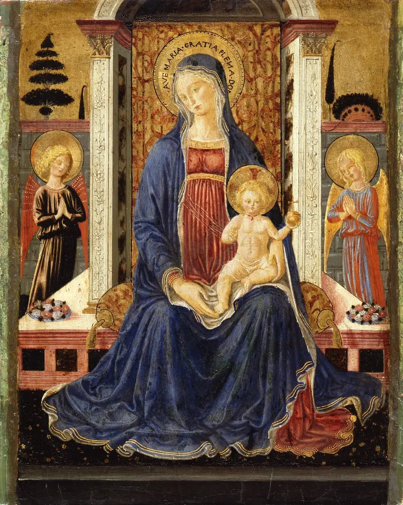 The Virgin and Child enthroned with two angels