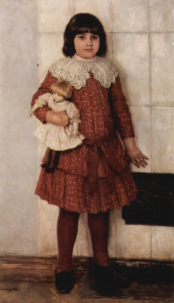 Portrait of Olga Wassiljewna Surikowa, the artist's daughter (Girl with Doll)