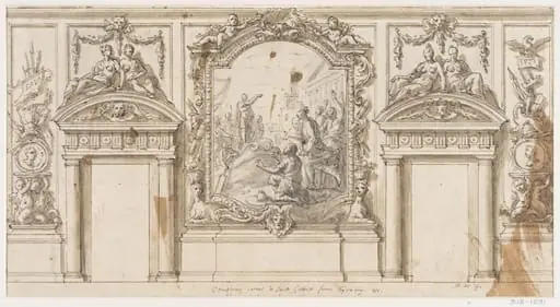  Early project design for the lower wall of the Great Hall at Moor Park, Hertfordshire