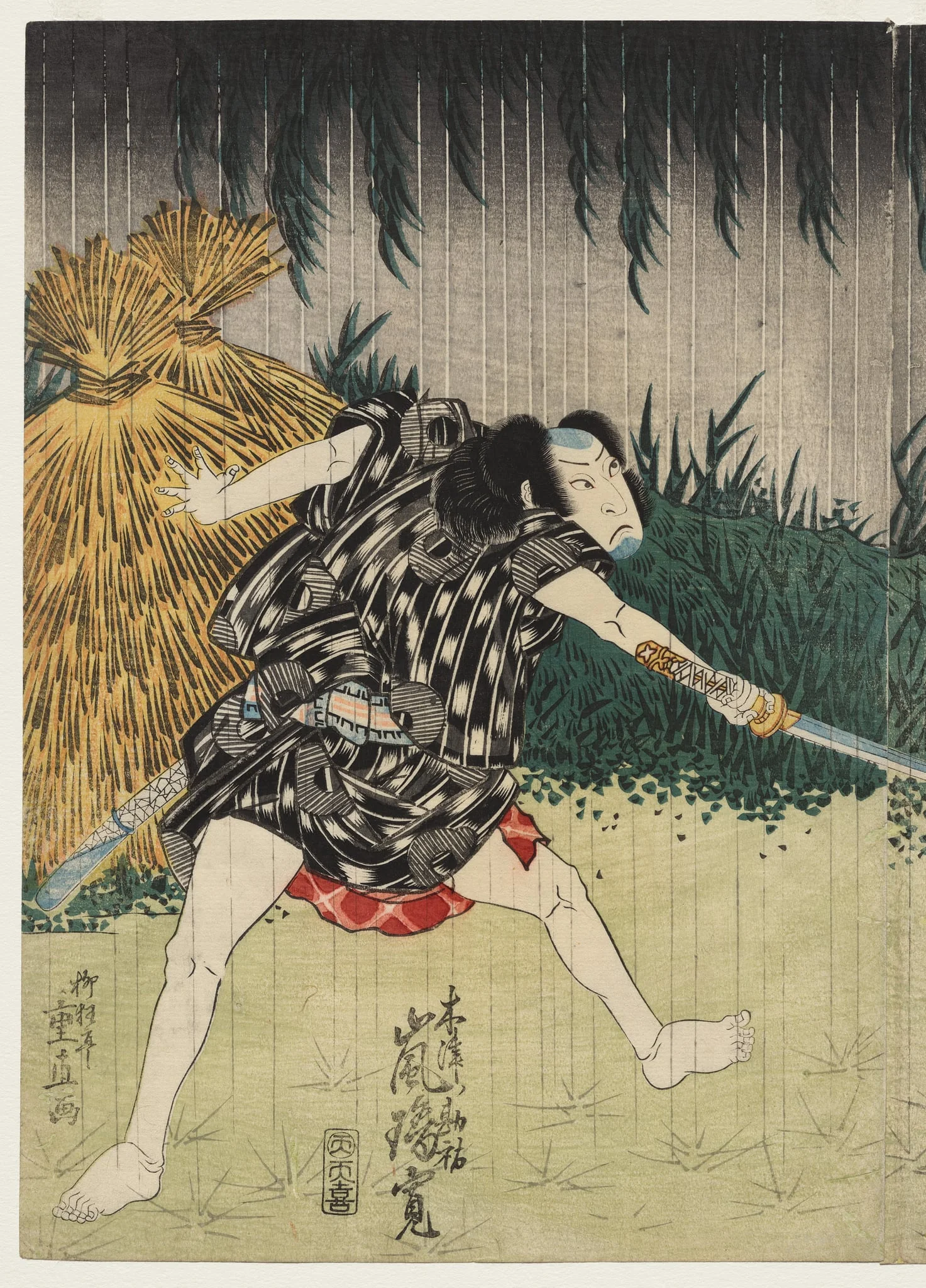 Arashi Rikan II as Kizu Kansuke, by Shigenao, 1829