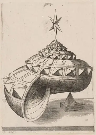 A Perspective of a Faceted Snail Shell Balanced on a Pyramid