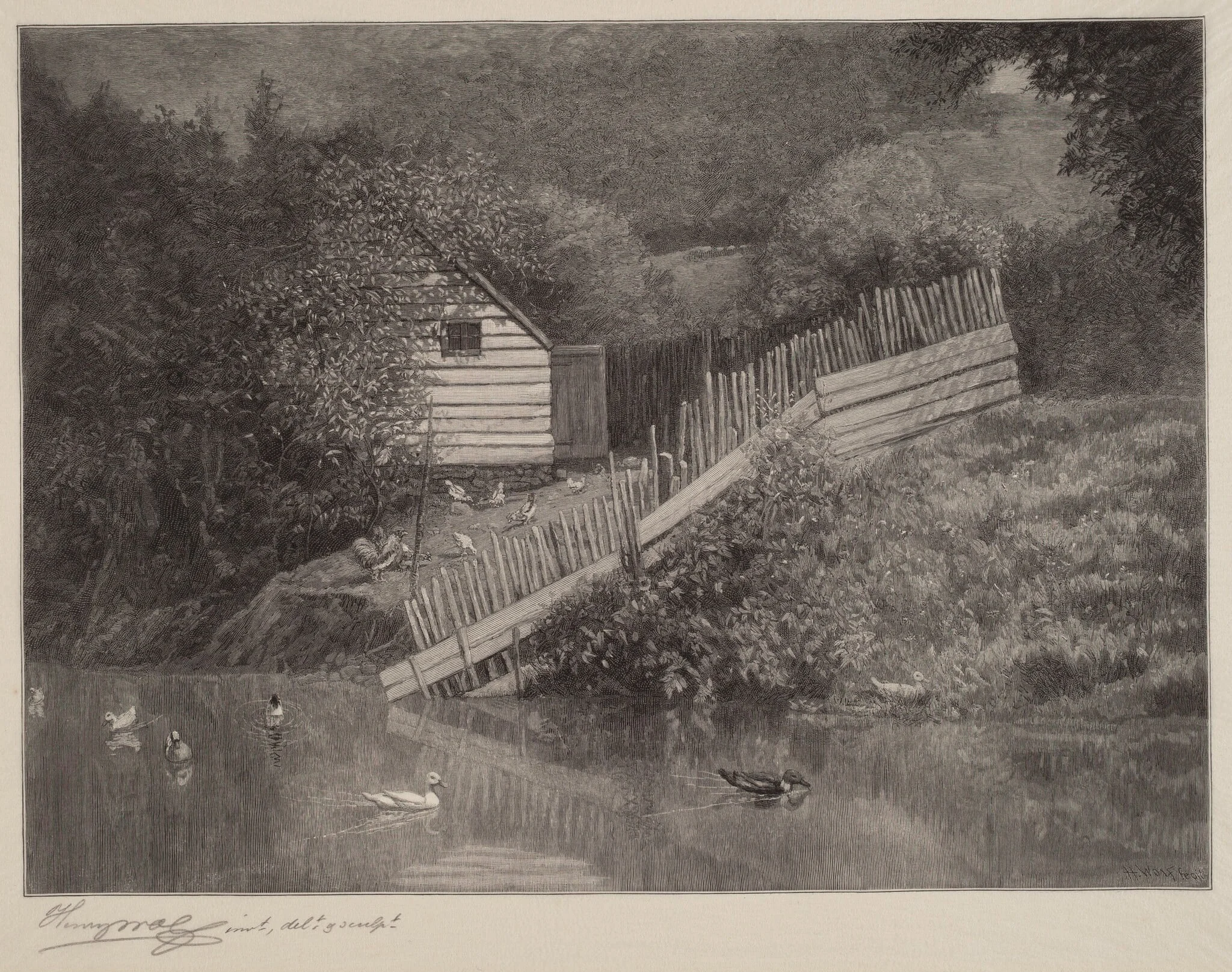 A Duck Pond, by Henry Wolf, ink, 1906
