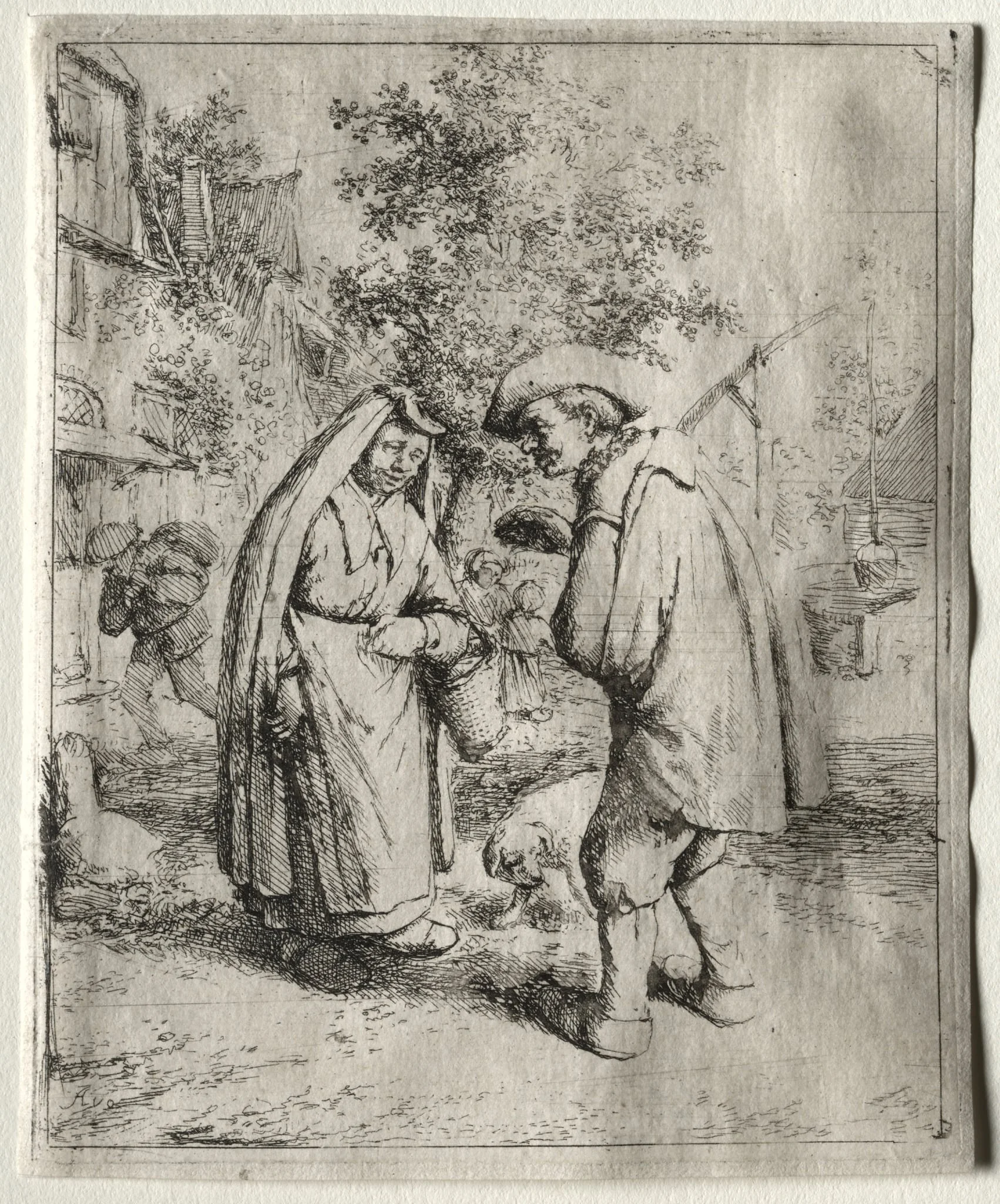 Man Conversing with a Woman, by Adriaen van Ostade, 1648