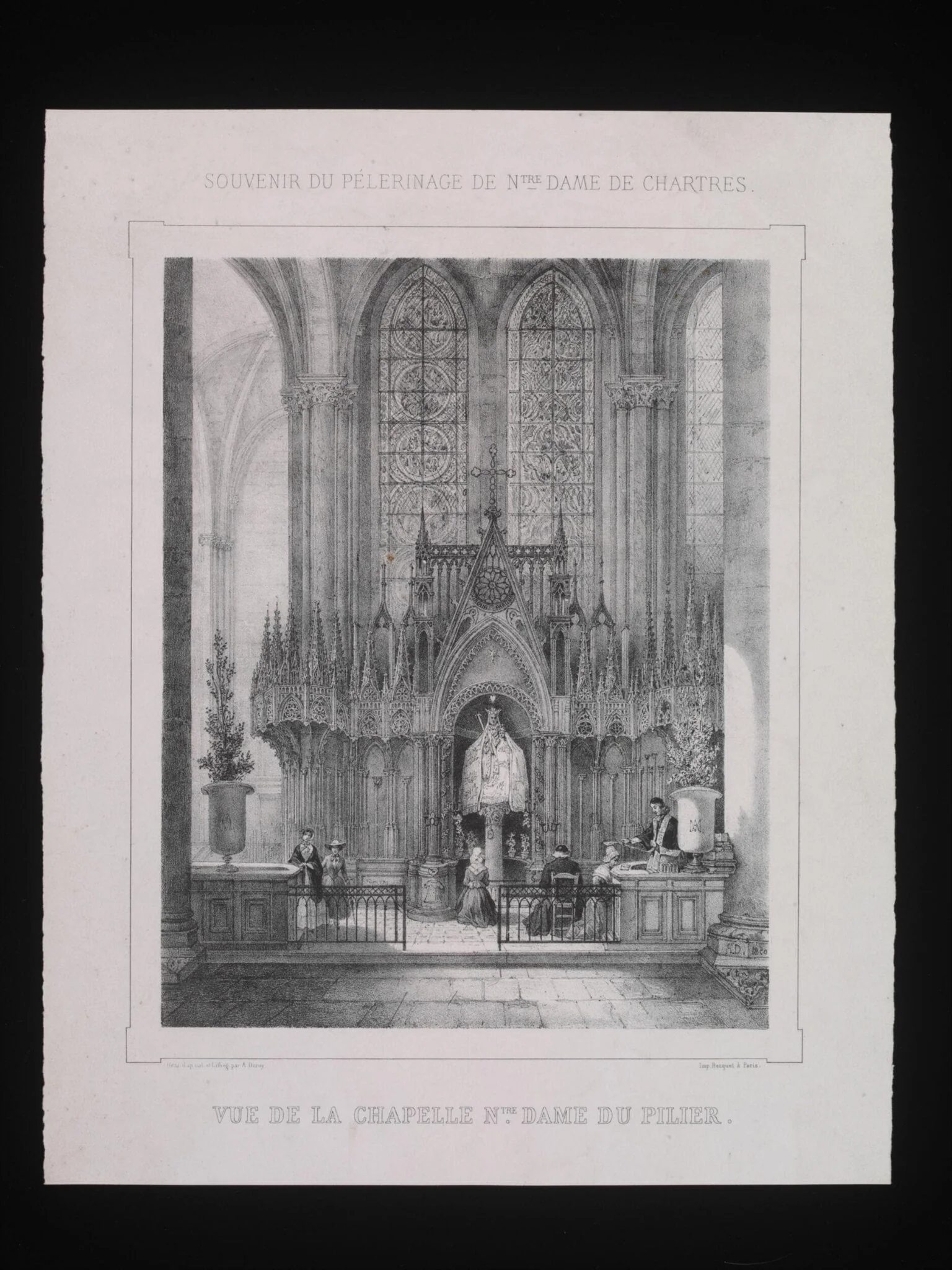 Souvenir du Pélerinage de Notre Dame de Chartres. Vue de la Chapelle Notre Dame du Pilier., by Auguste D. Deroy, 1850