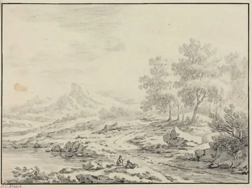 Two Men Resting near a Lake