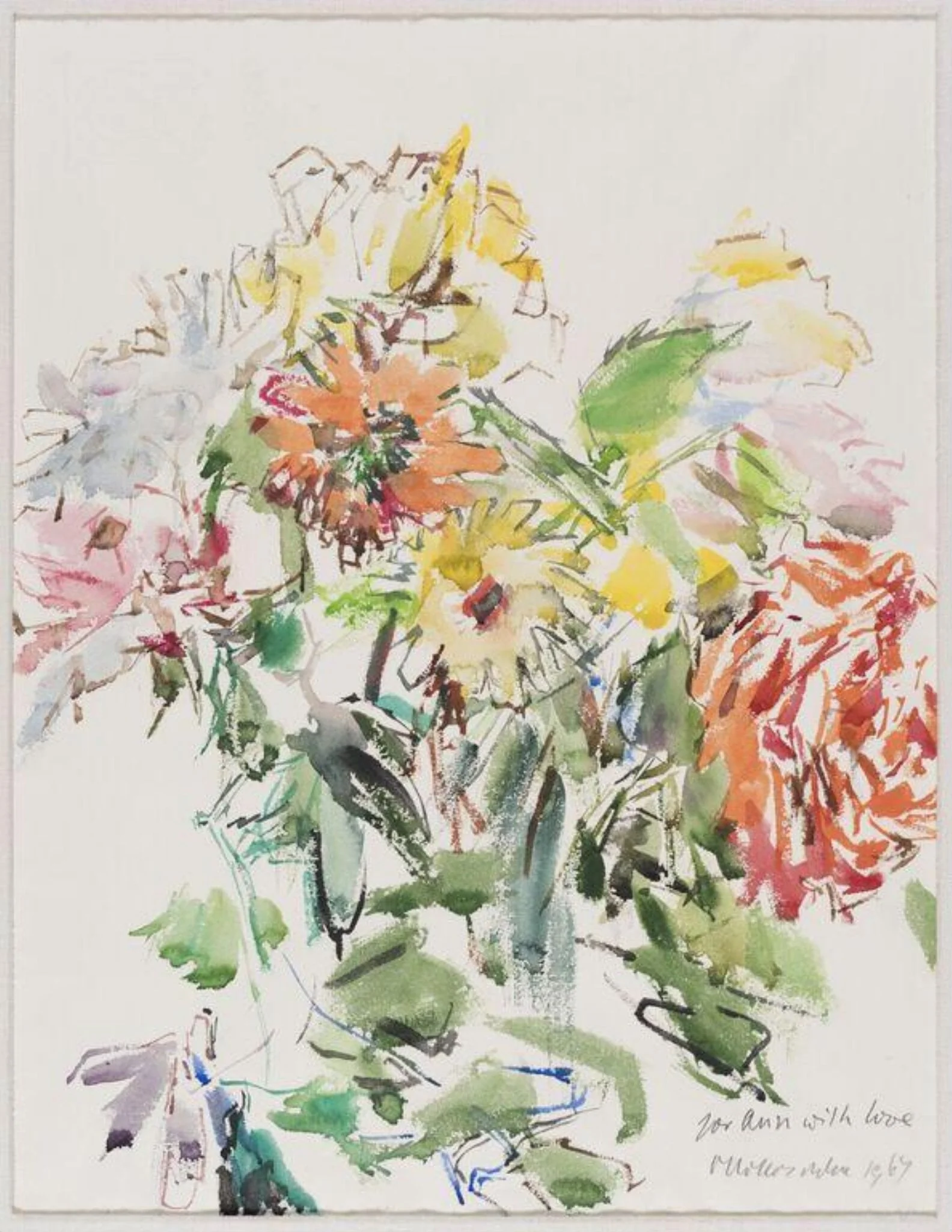 Untitled, by Oskar Kokoschka, watercolor, 1967