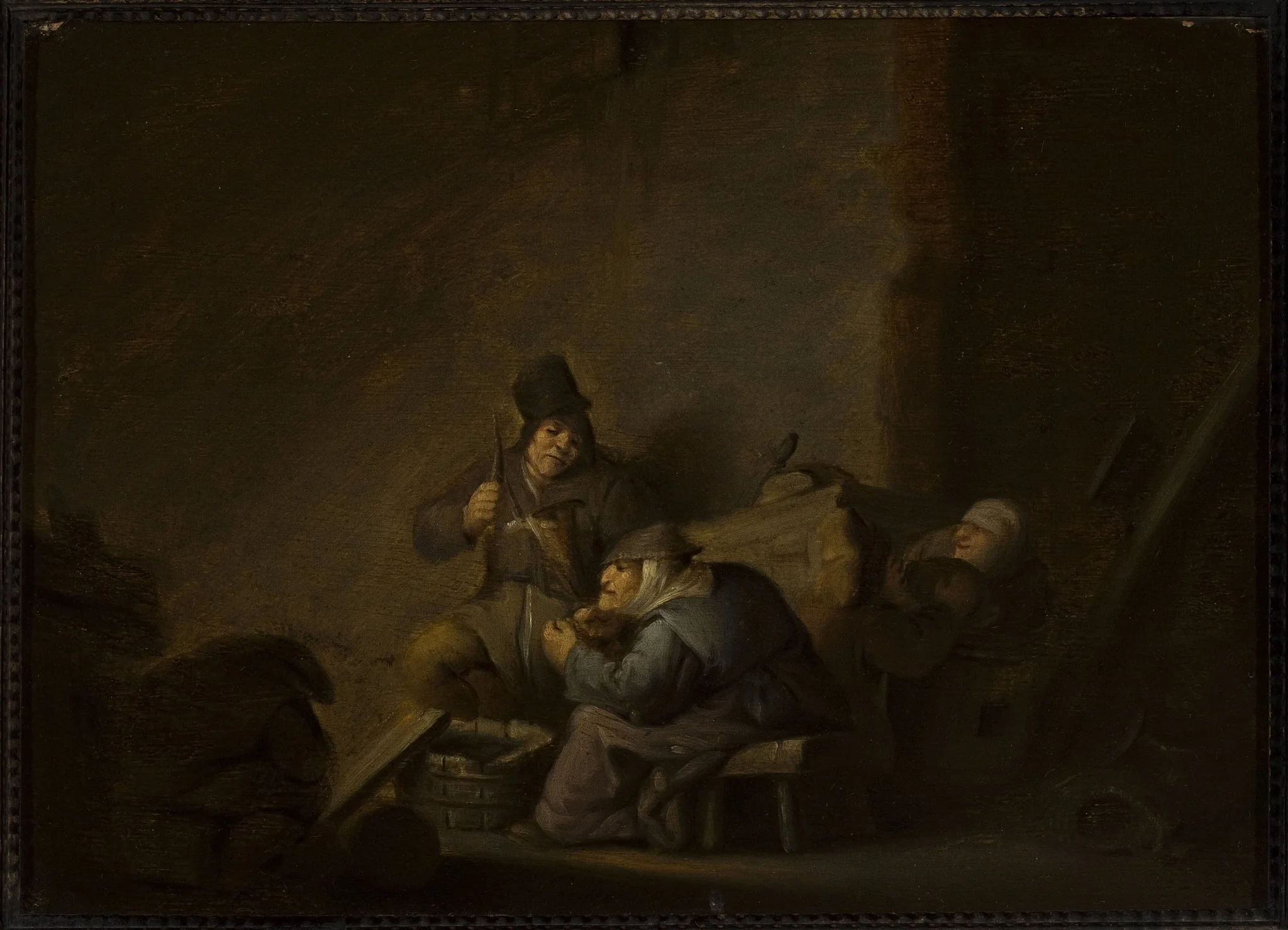 Genre scene in an interior, by Adriaen van Ostade, oil