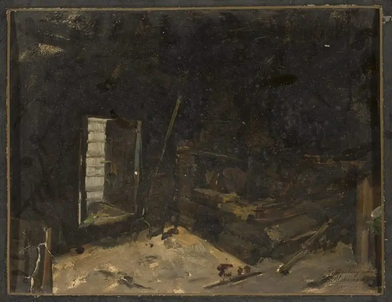 Interior of a peasant cottage, sketch