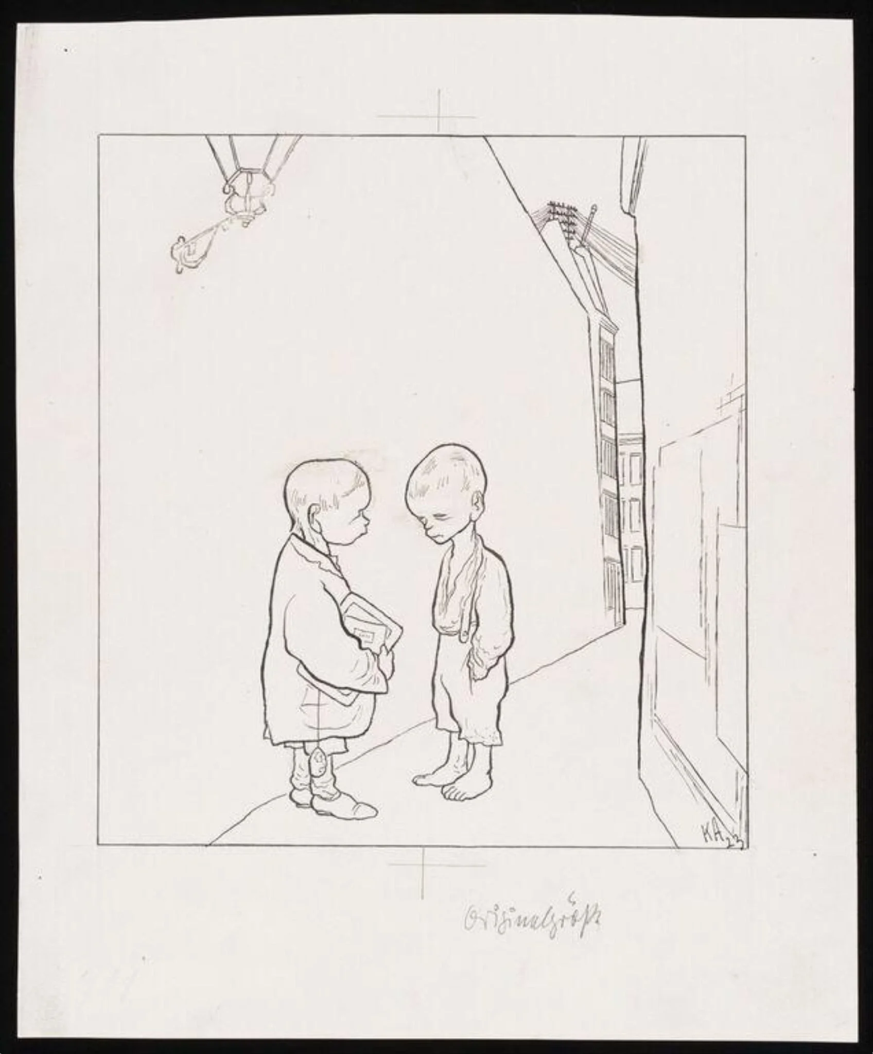 Versailles "Mich lassen sie jetzt nicht mehr in die Schule, ich bin auch unterernährt.", by Karl Arnold, 1923