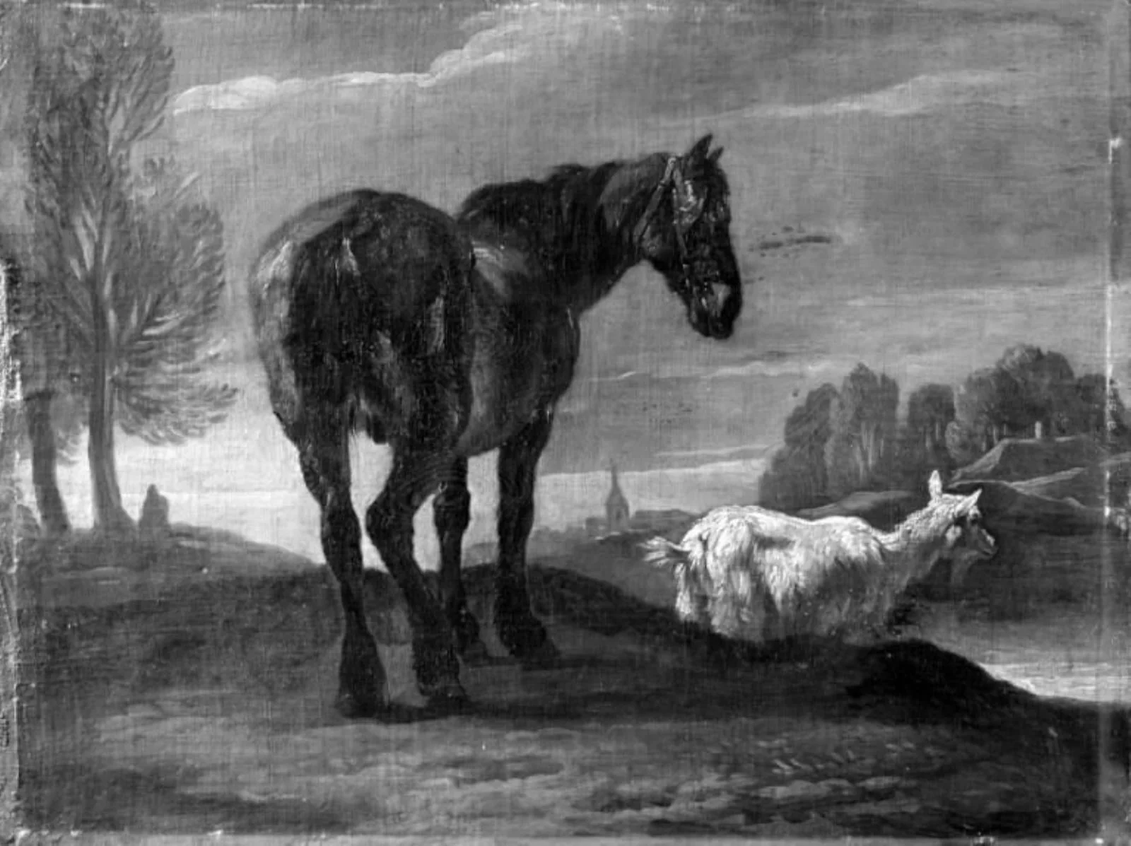 Landscape with Horse and a Goat, by Unknown, unspecified, 1750