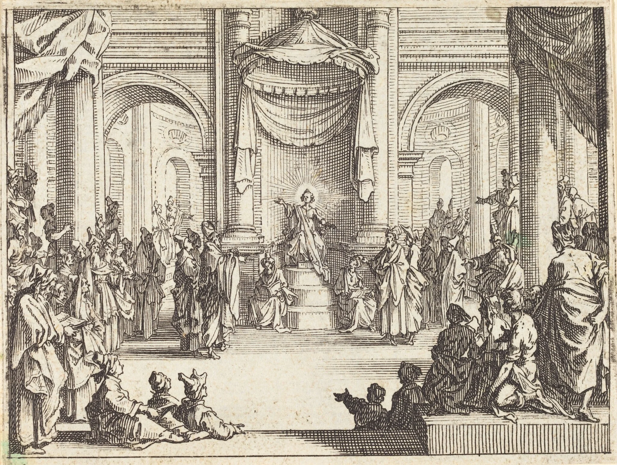 Christ Disputing with the Doctors, by Jacques Callot, ink, 1635