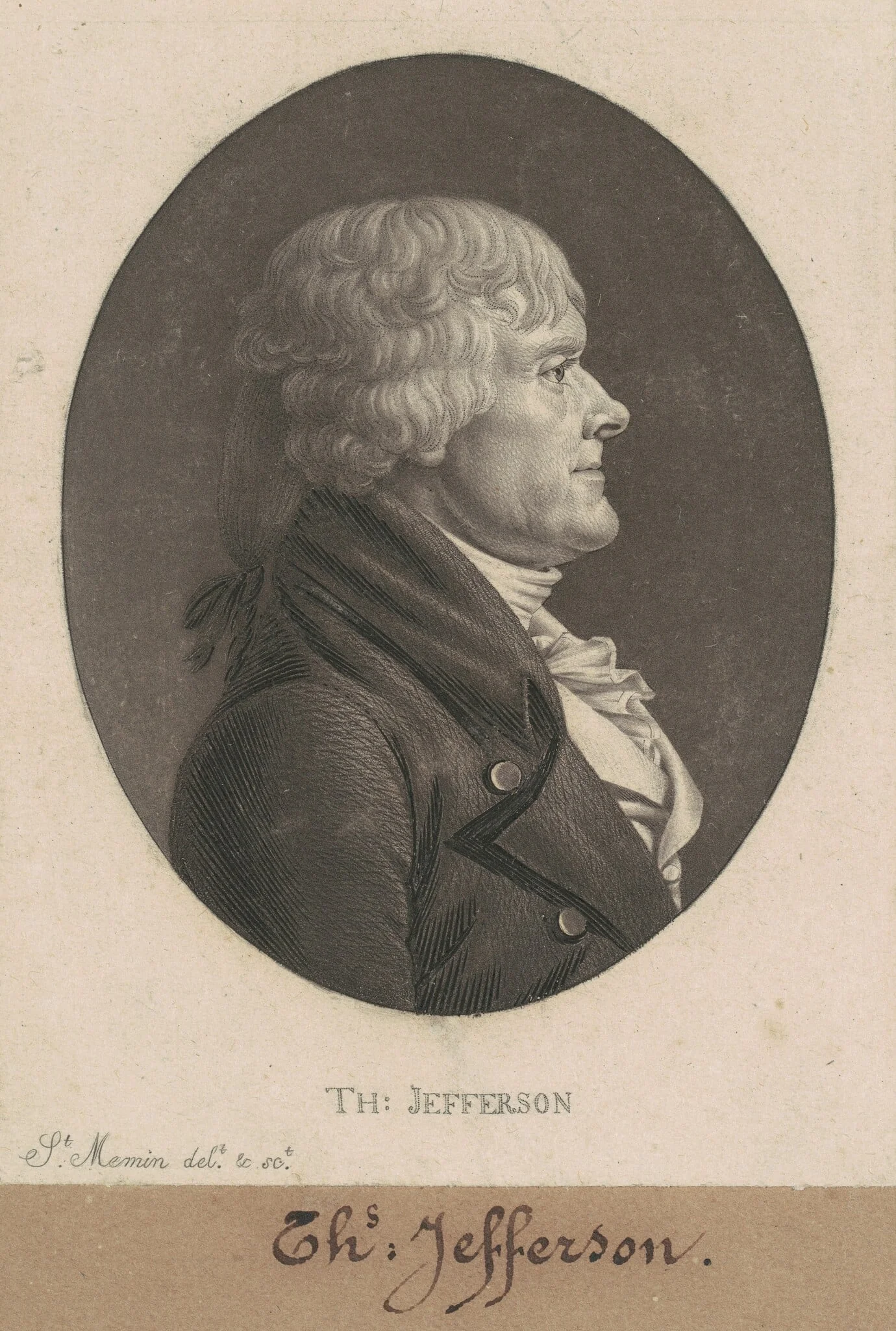 Thomas Jefferson, by Charles Balthazar Julien Févret de Saint-Mémin, ink, 1804