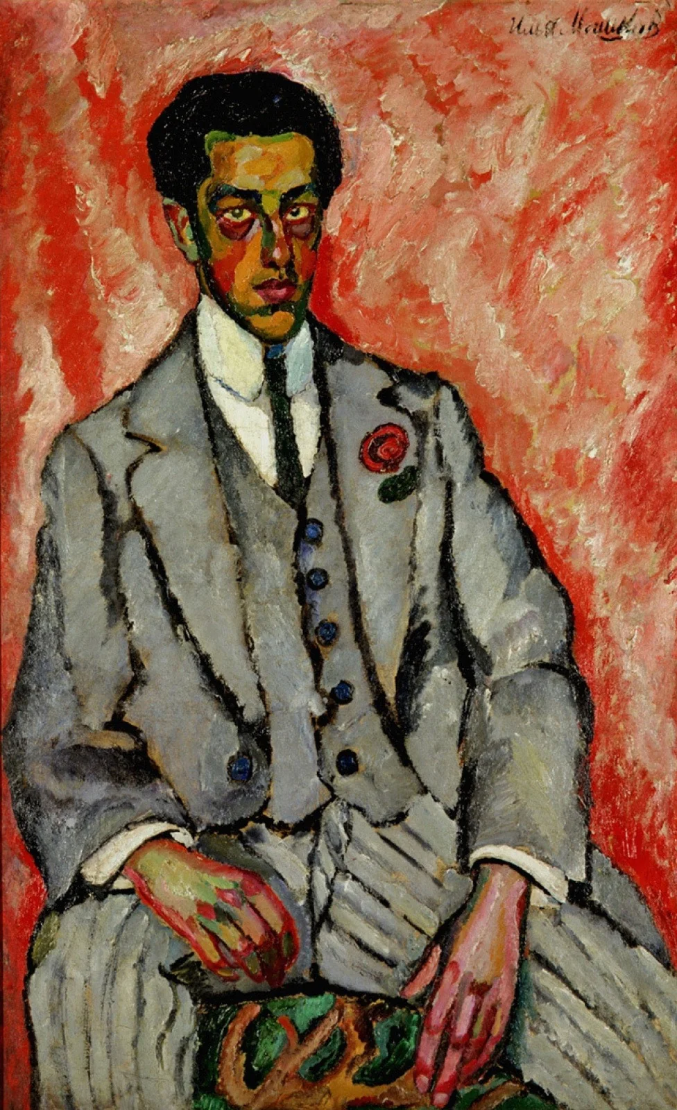 Portrait of an unknown man with a flower in his buttonhole