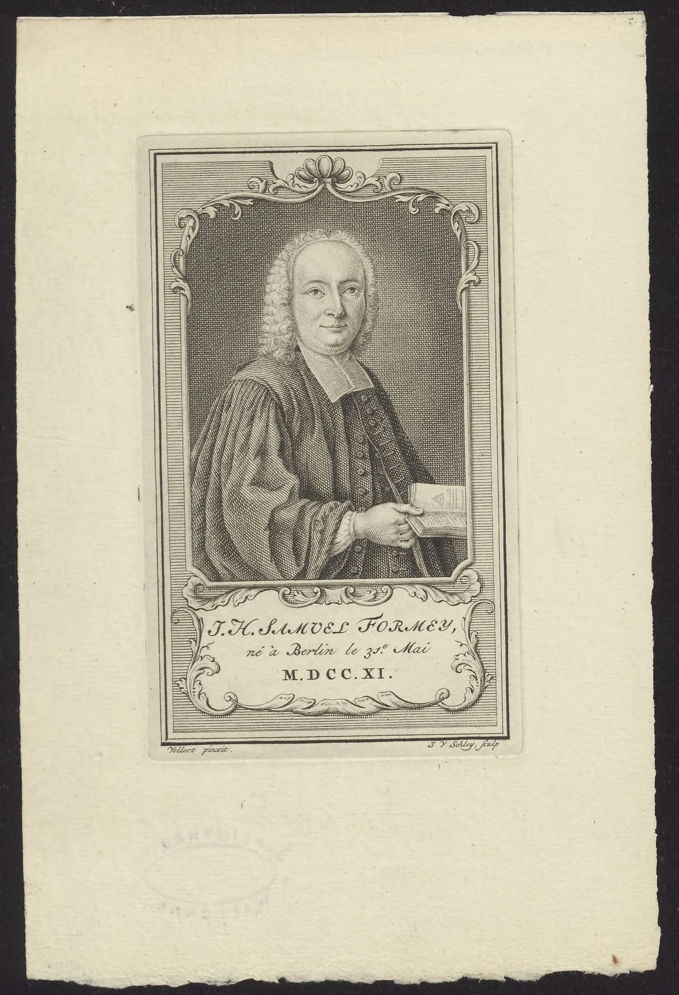 Portrait of J.H. Samuel Formey, by Jacob van der, Schley, unspecified, 1750