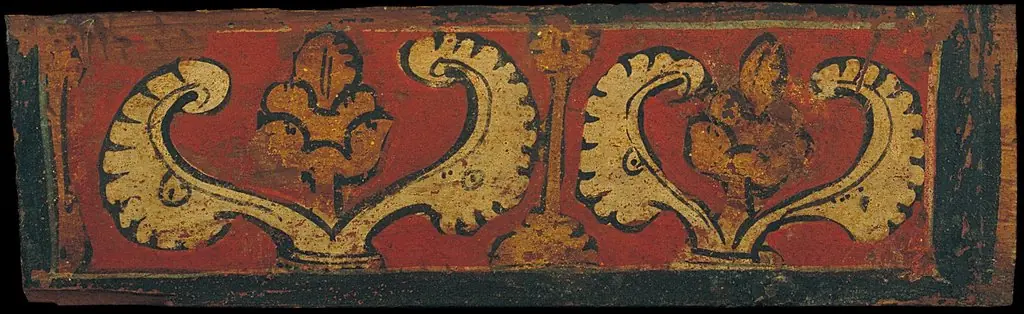 Small coffered ceiling panel with plant motifs
