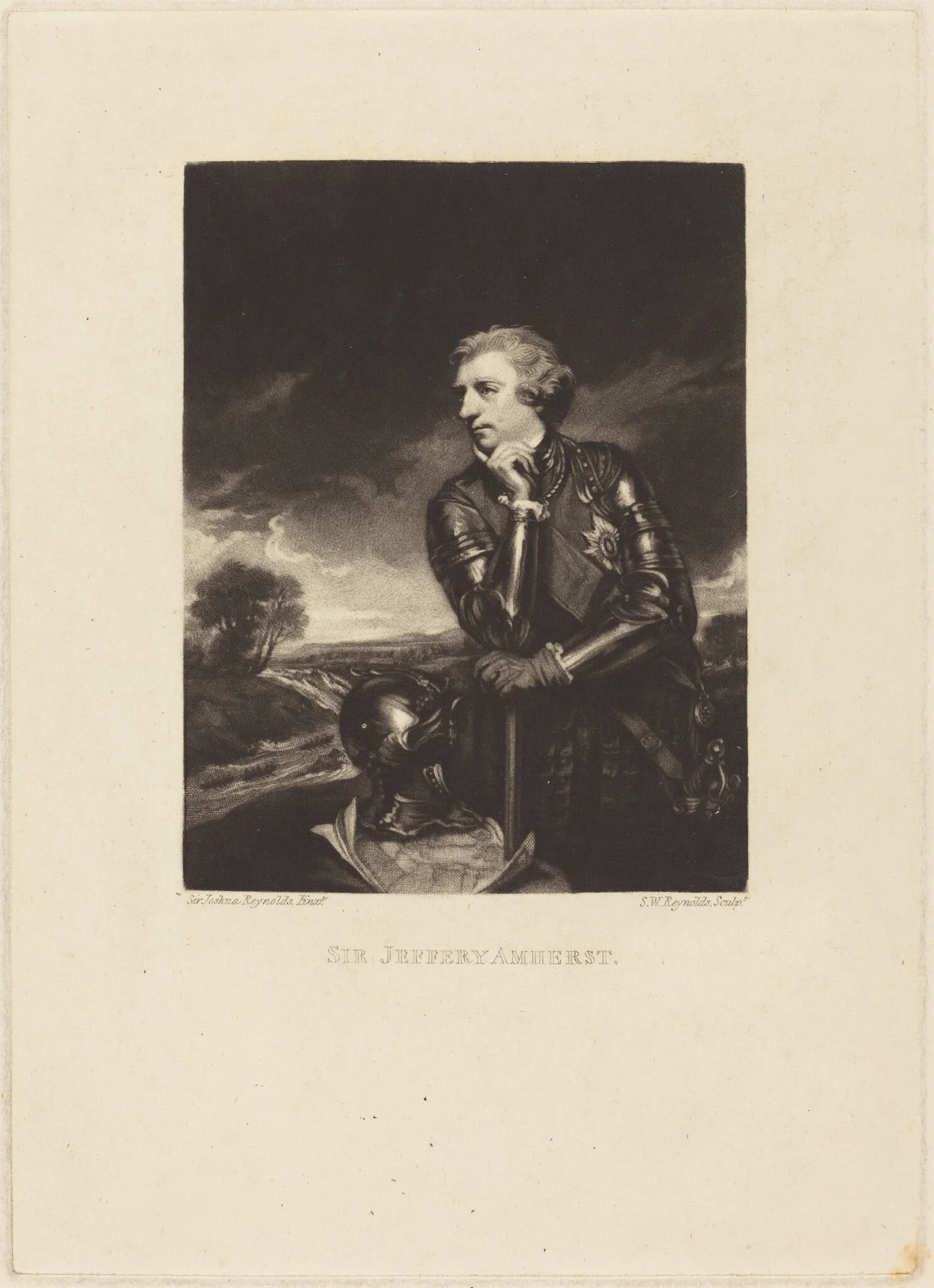 Sir Jeffery Amherst, by Samuel William Reynolds I, ink, 1766