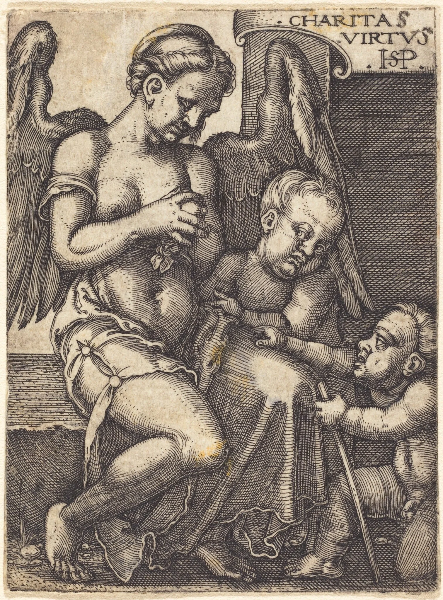 Charitas (Charity), by Sebald Beham, ink, 1539