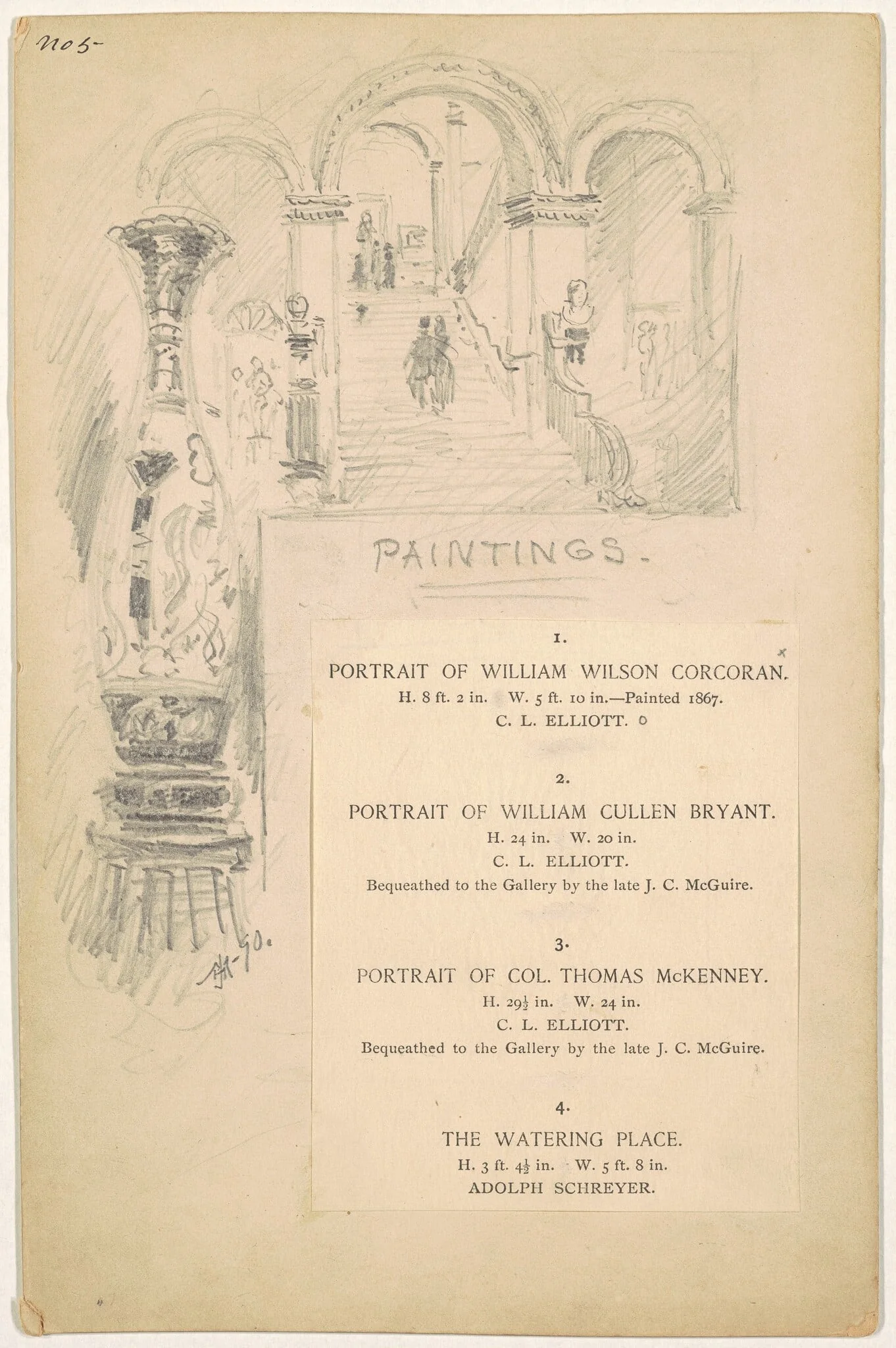Study for "Paintings", by James Henry Moser, graphite, 1890