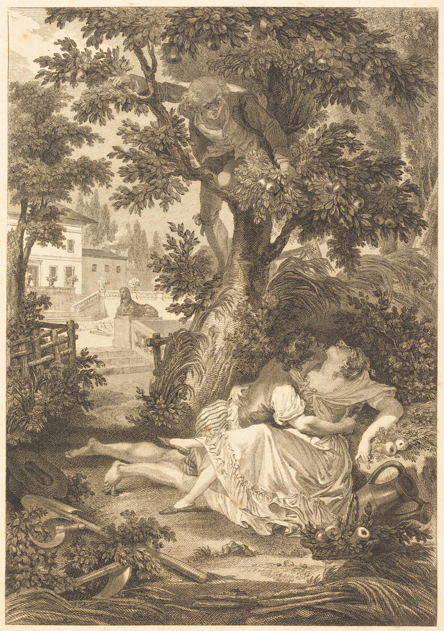 La gageure des trois commeres: Le poirier, by French 18th Century, ink, 1750