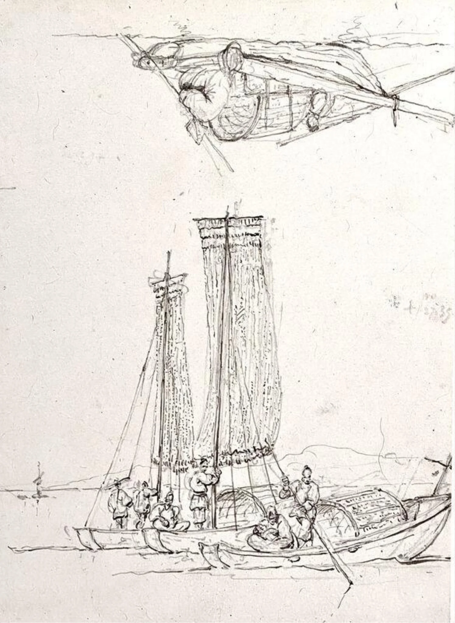 Studies of Tanka boats with figures, Macau