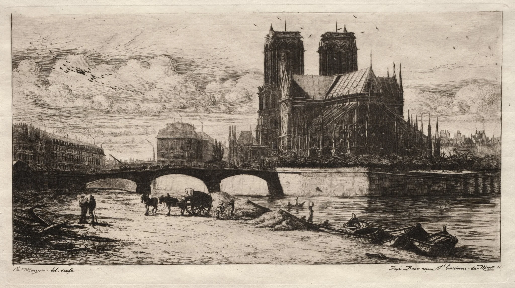 Etchings of Paris:  The Apsis of the Cathedral of Notre Dame, by Charles Meryon, 1854