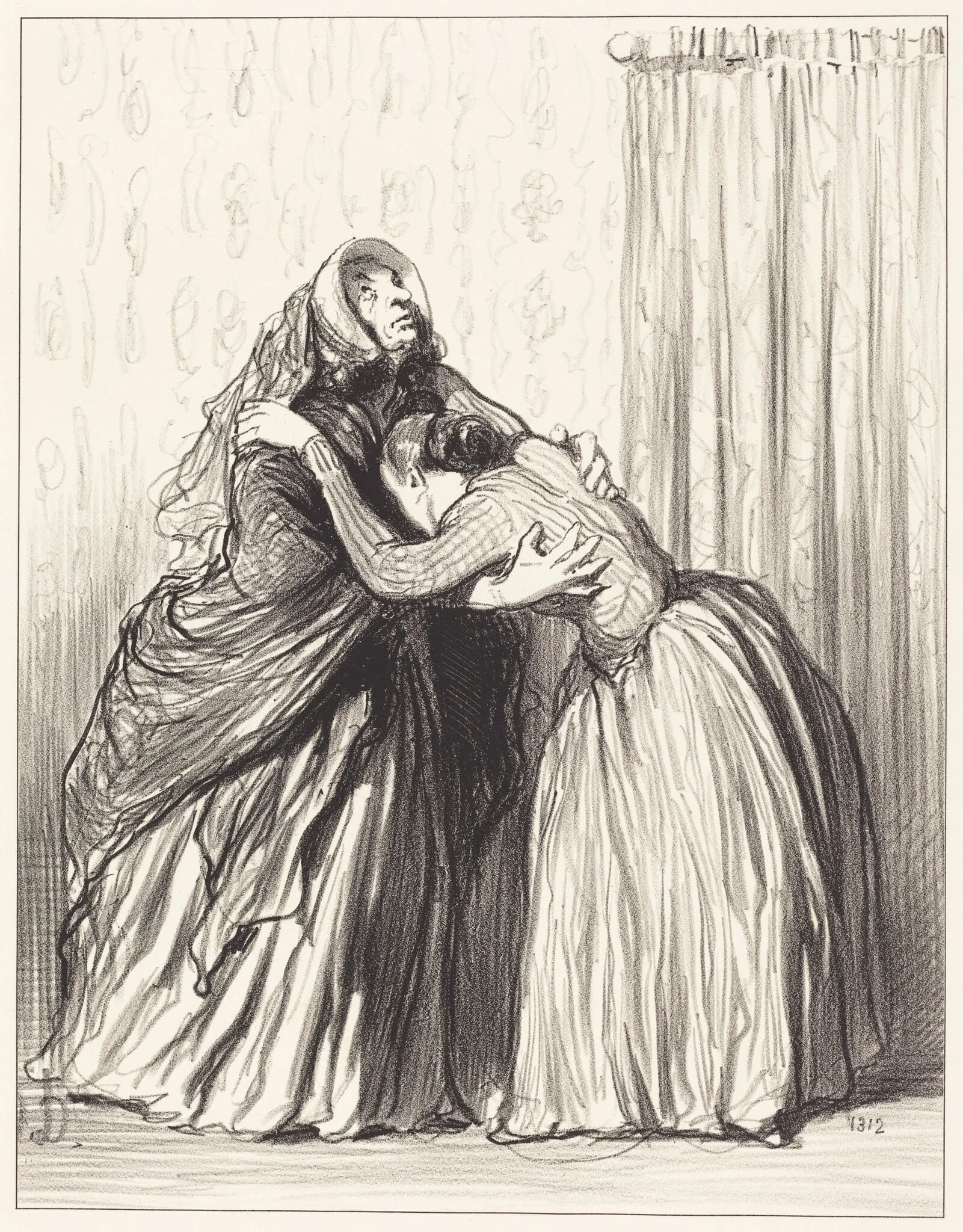 Oui, ma chère, mon mari a ravalé ma dignité..., by Honoré Daumier, ink, 1849