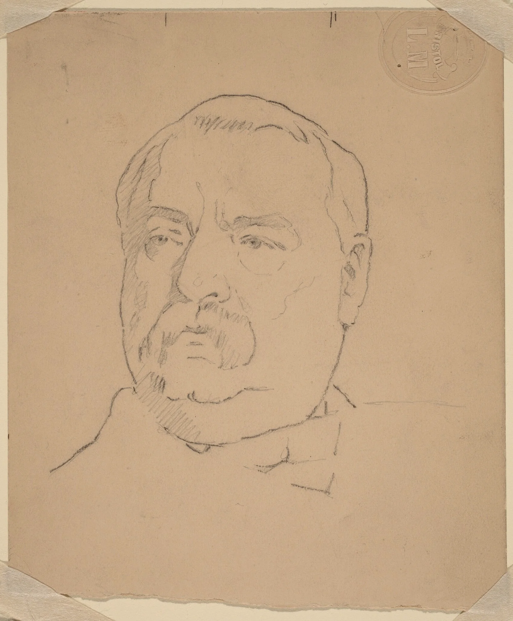 Grover Cleveland [recto], by Eastman Johnson, graphite, 1865