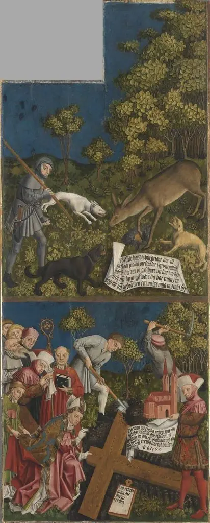 Altar of the Cross: The hinds finds the cross, Excavation of the cross (interior)