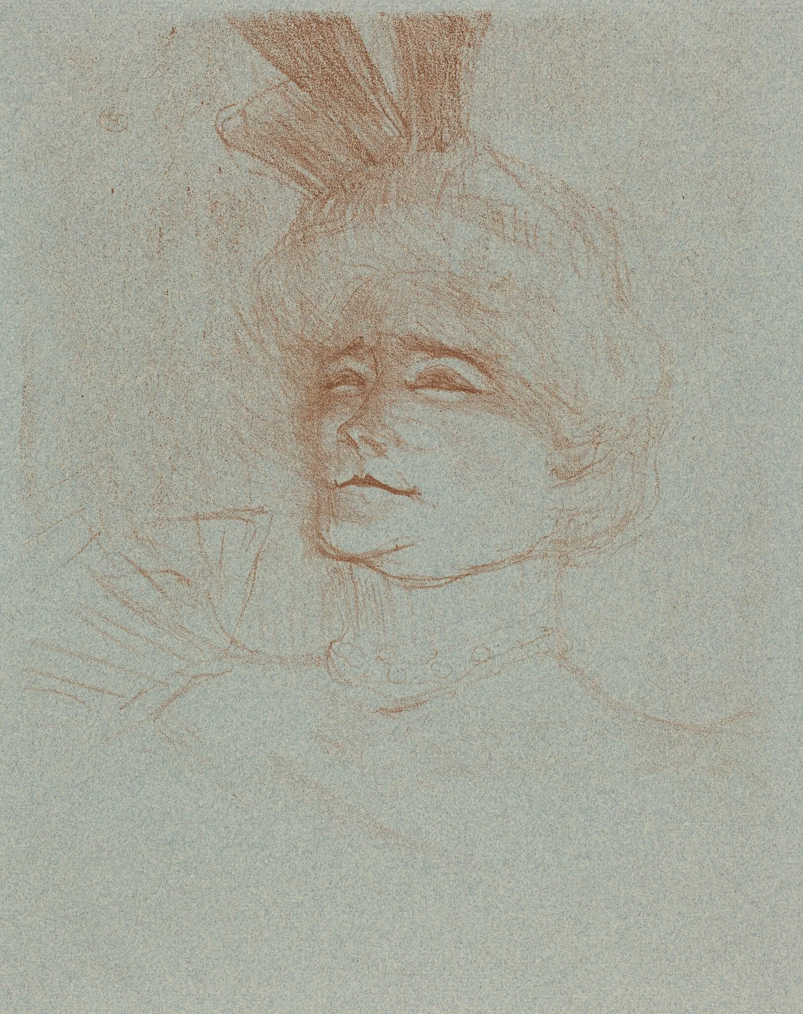Bust of Mlle. Marcelle Lender, Turned Three Quarters (Mlle. Marcelle Lender en buste, de trois quartes), by Henri de Toulouse-Lautrec, ink, 1898
