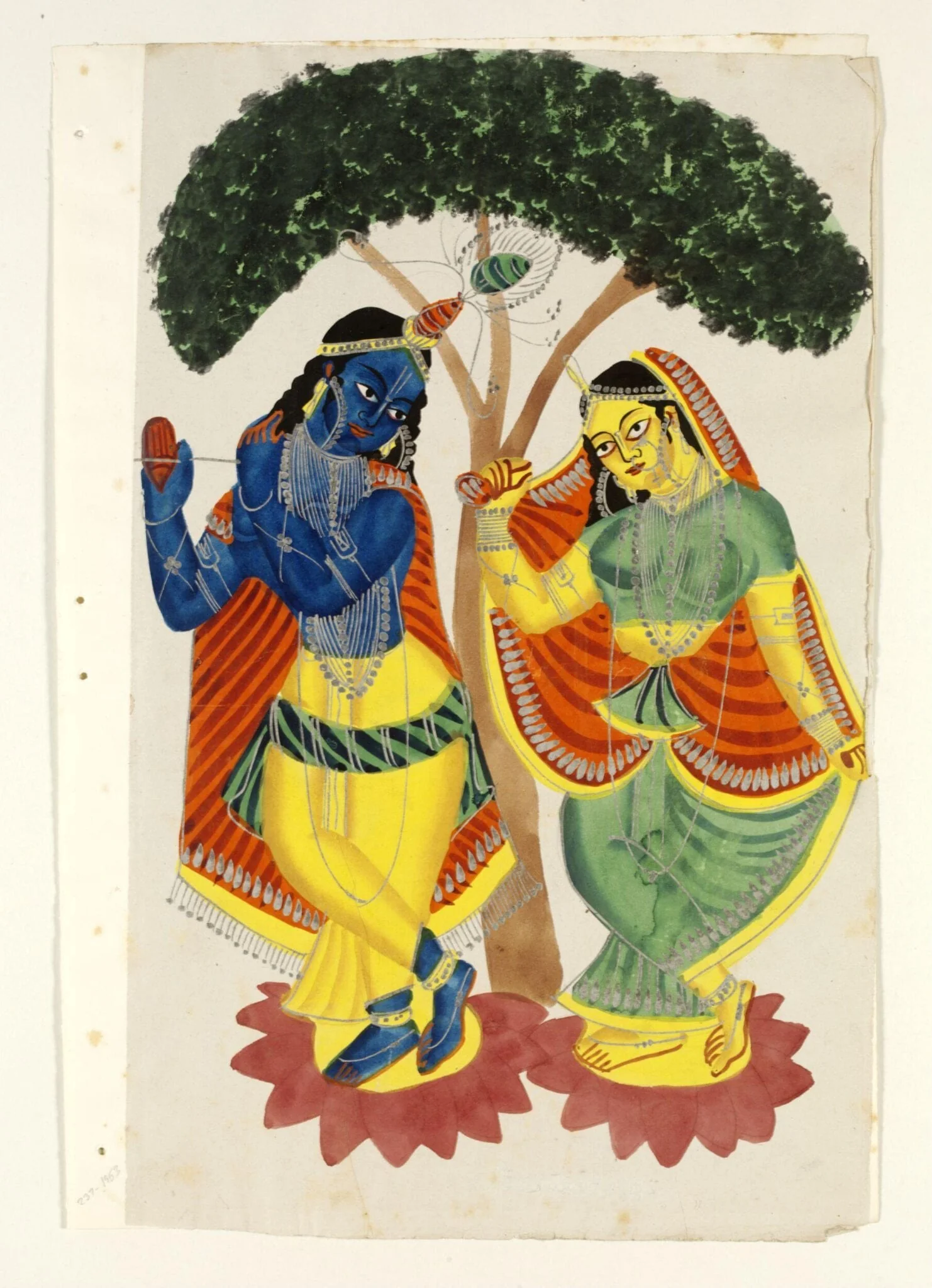 Krishna and Radha, by Unknown, paint, 1865