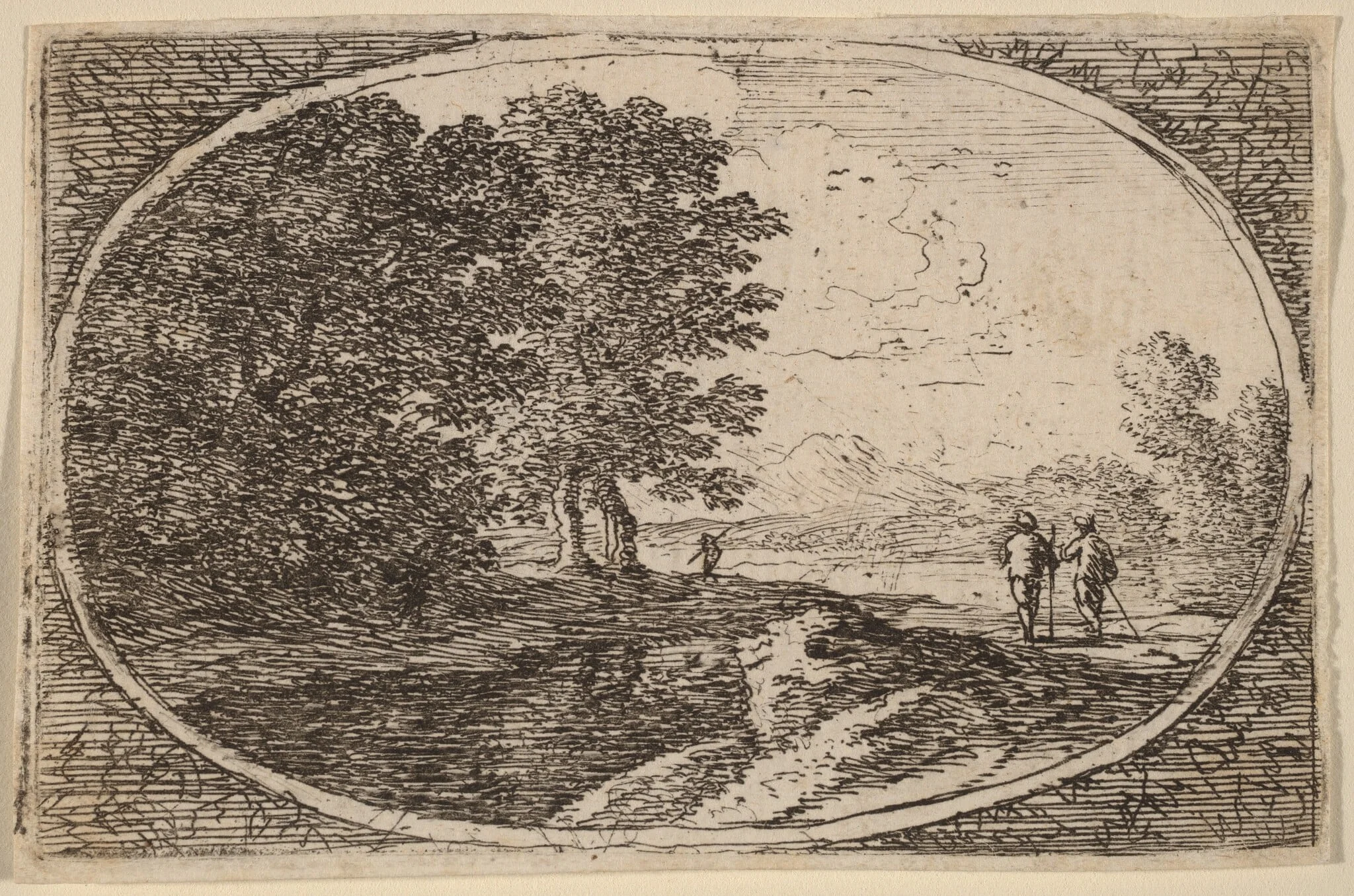 Three Men Carrying Staffs