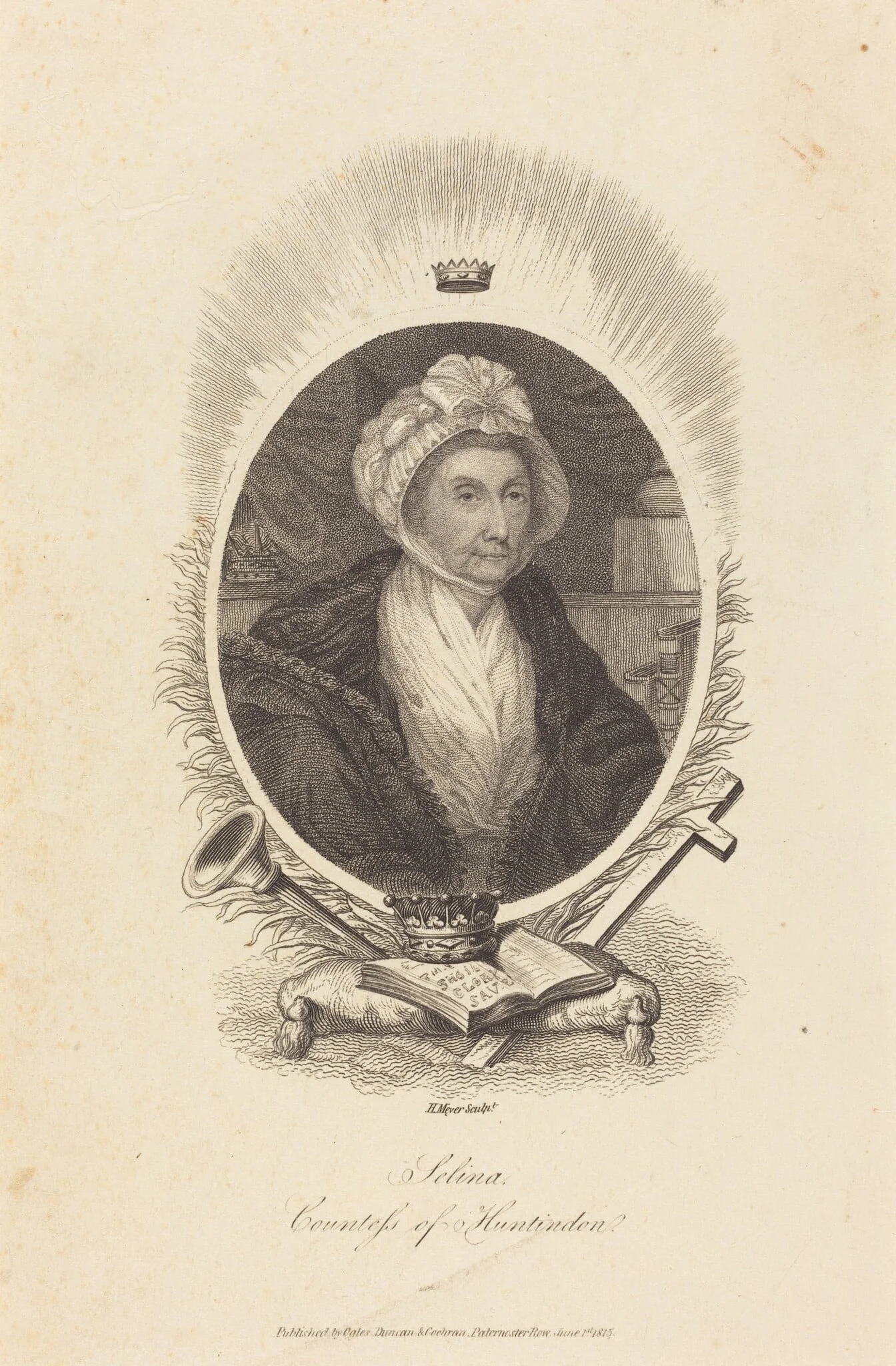 Selina, Countess of Huntindon, by Henry Meyer, ink, 1815