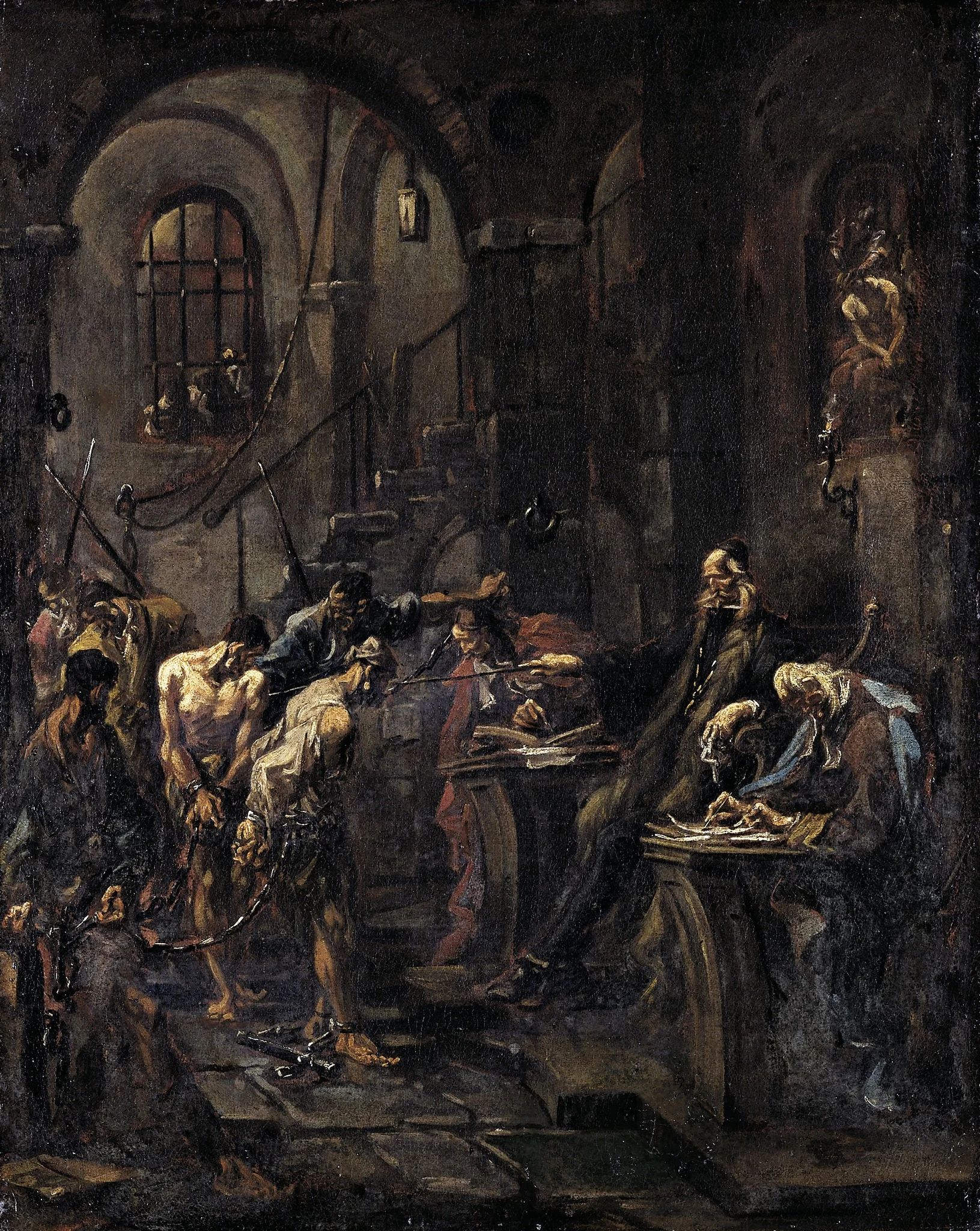 Brutal Interrogation (Torture Scene), by Alessandro Magnasco, unspecified, 1728