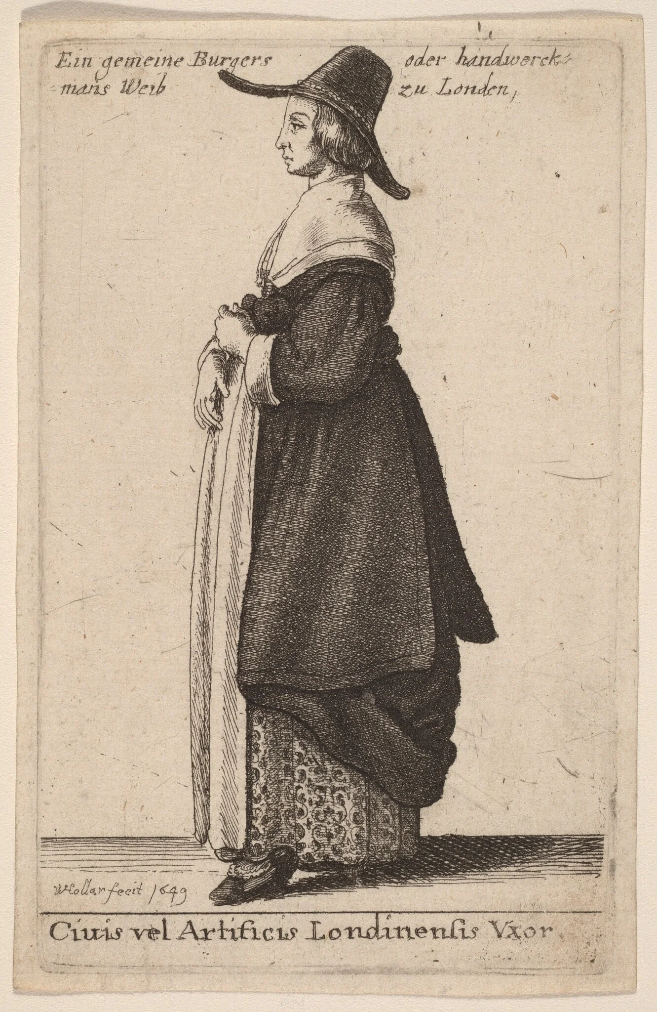 Ciuis vel Artificis Londinensis Vxor, by Wenceslaus Hollar, ink, 1649