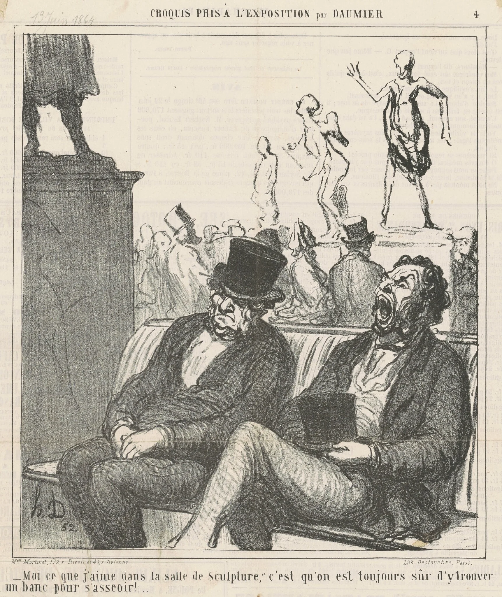 Moi ce que j'aime dans la salle de sculpture ..., by Honoré Daumier, ink, 1864