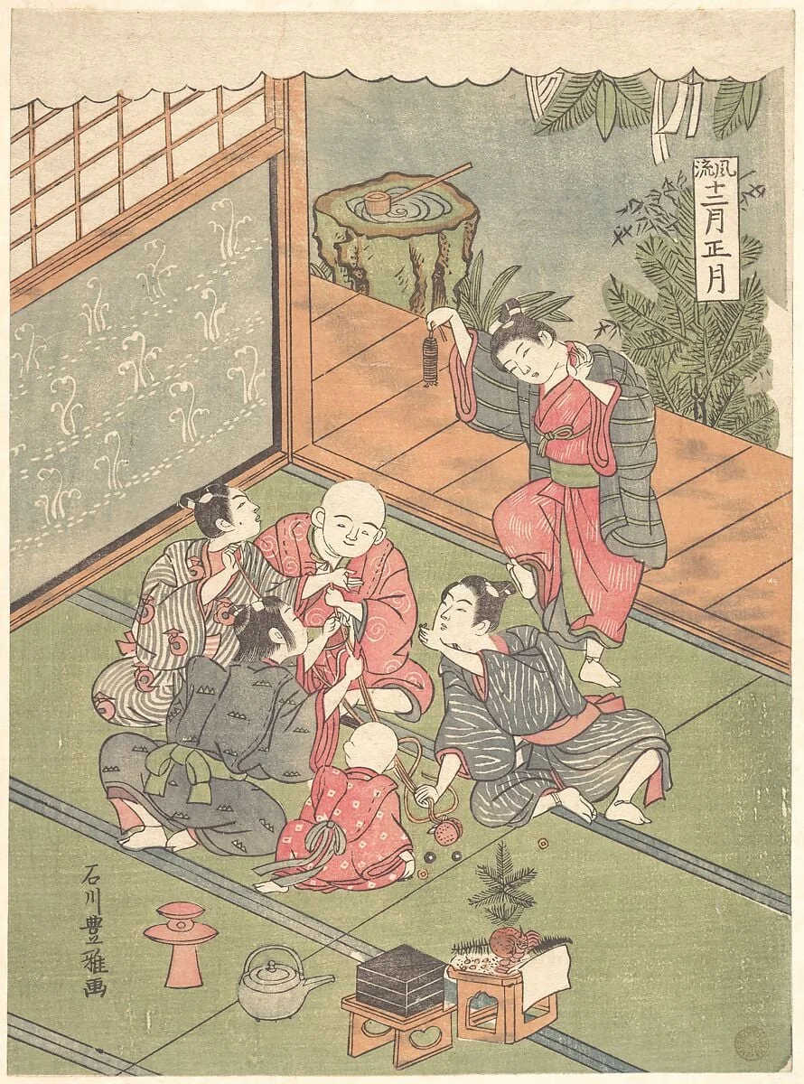 Shō gatsu|The First Month, by Ishikawa Toyomasa, ink, 1767