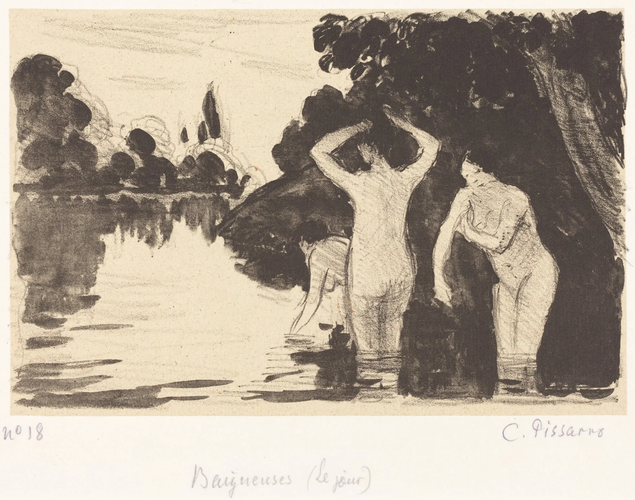 Baigneuses, by Camille Pissarro, ink, 1895