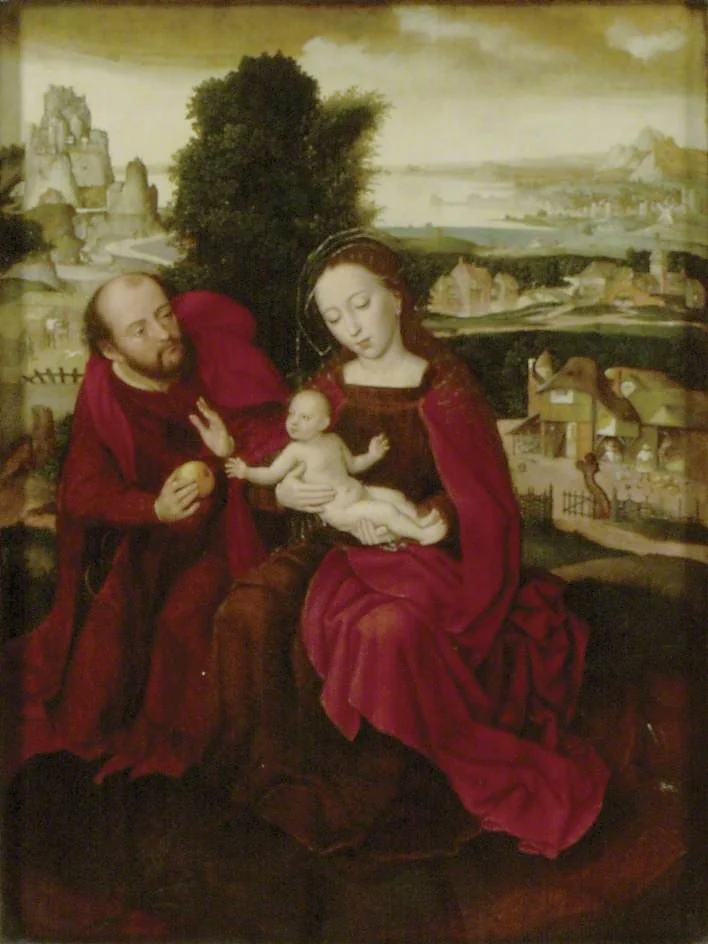 The Holy Family in a Landscape, by Ambrosius Benson, oil, 1532